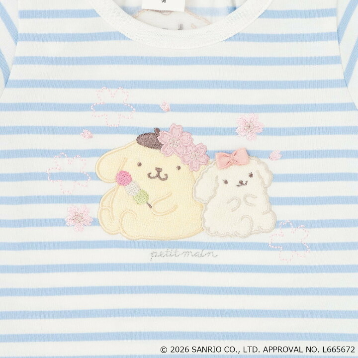 🇯🇵預訂 日本直送🇯🇵Petit Main x Sanrio系列三色人物賞櫻刺繡貼花短袖上衣