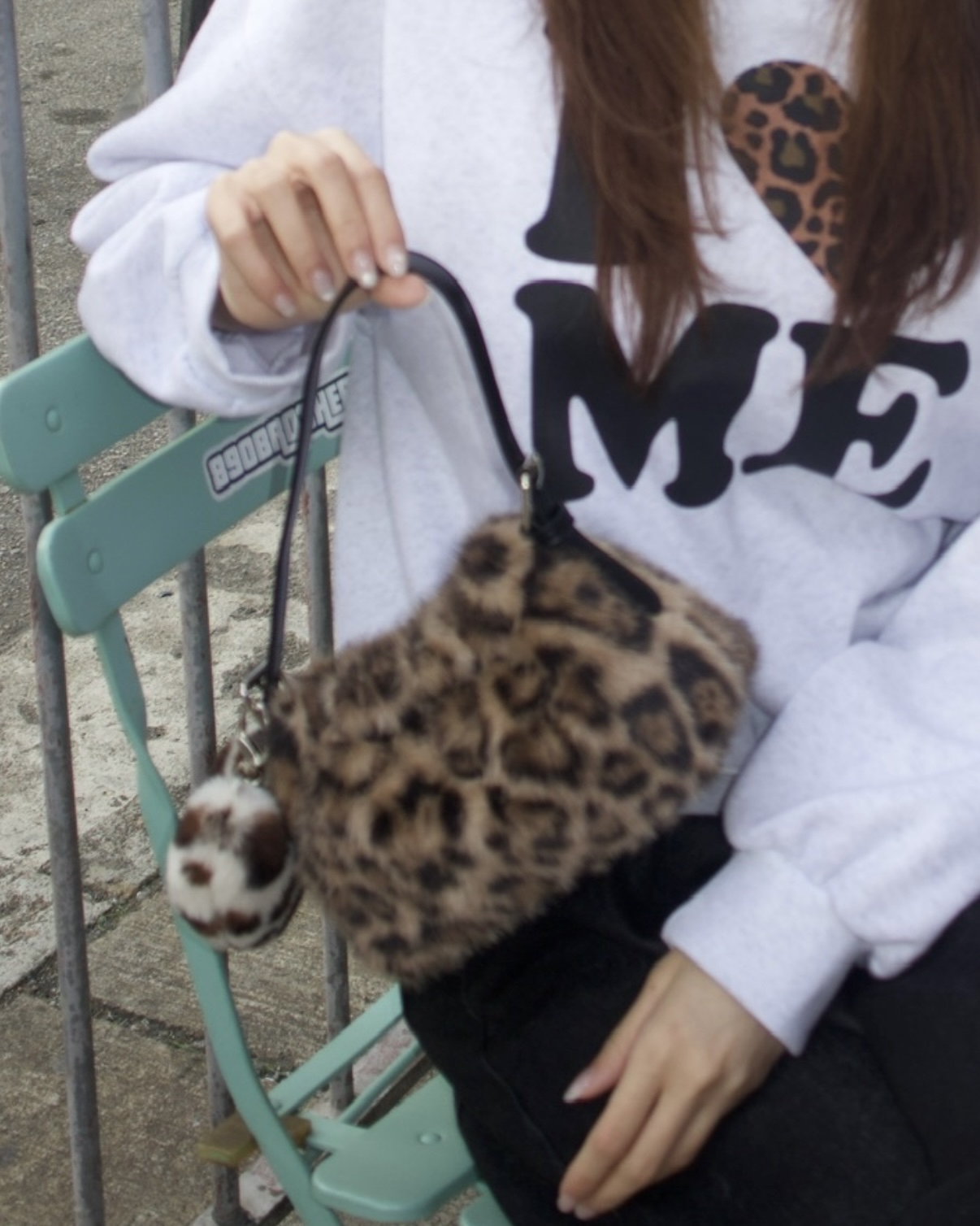 韓國豹紋毛毛迷你手袋（兩用）