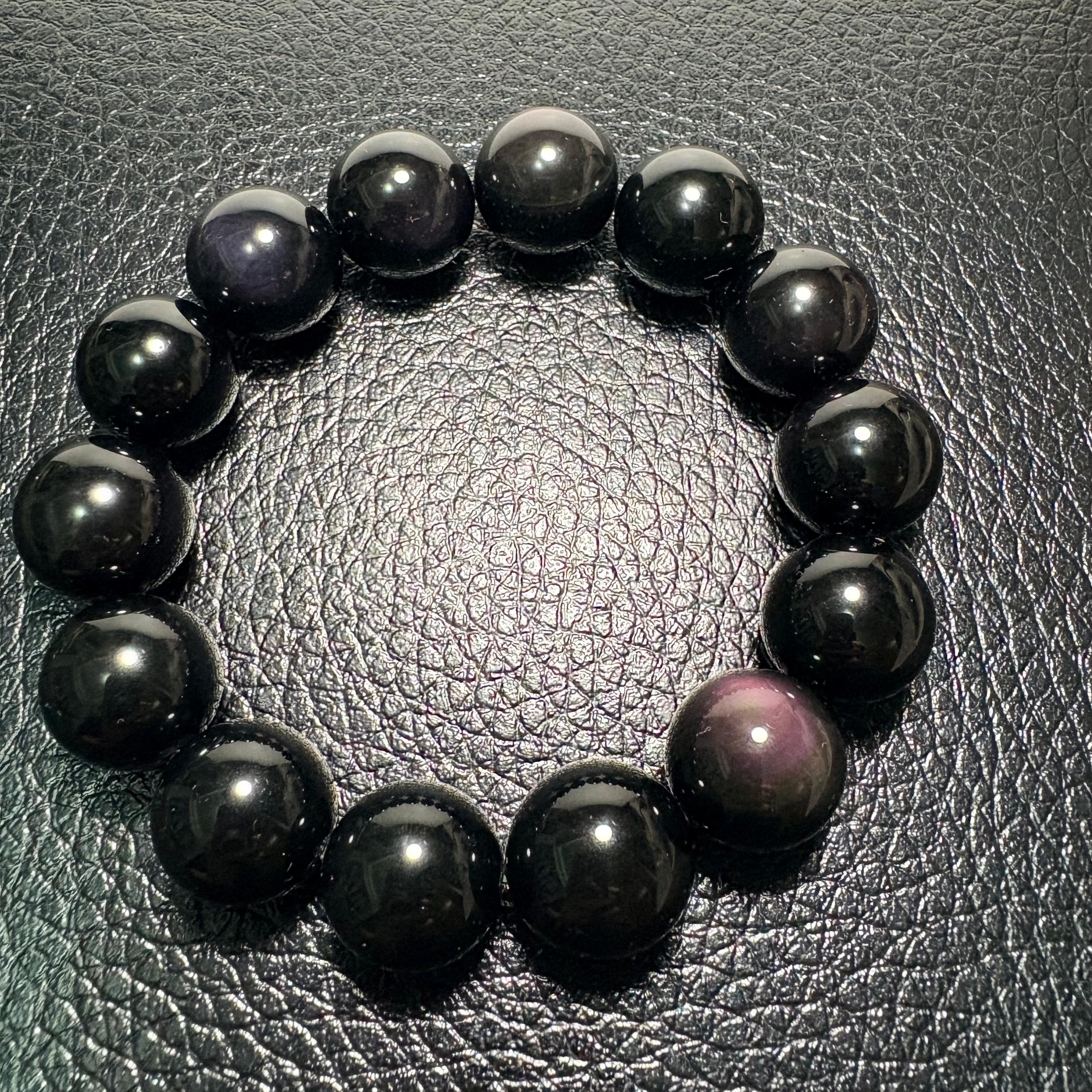 16mm彩虹黑曜石手串 No.4486