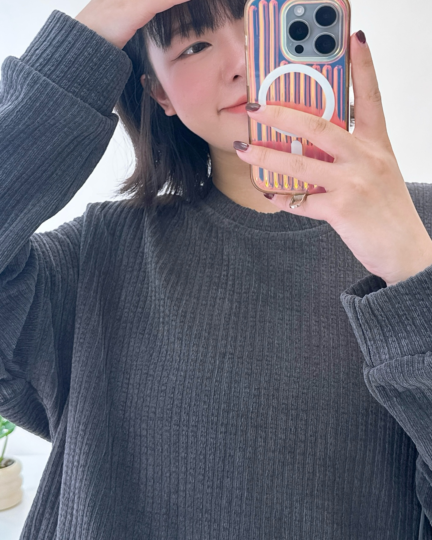 淨色雙袋燈芯絨衛衣 3色