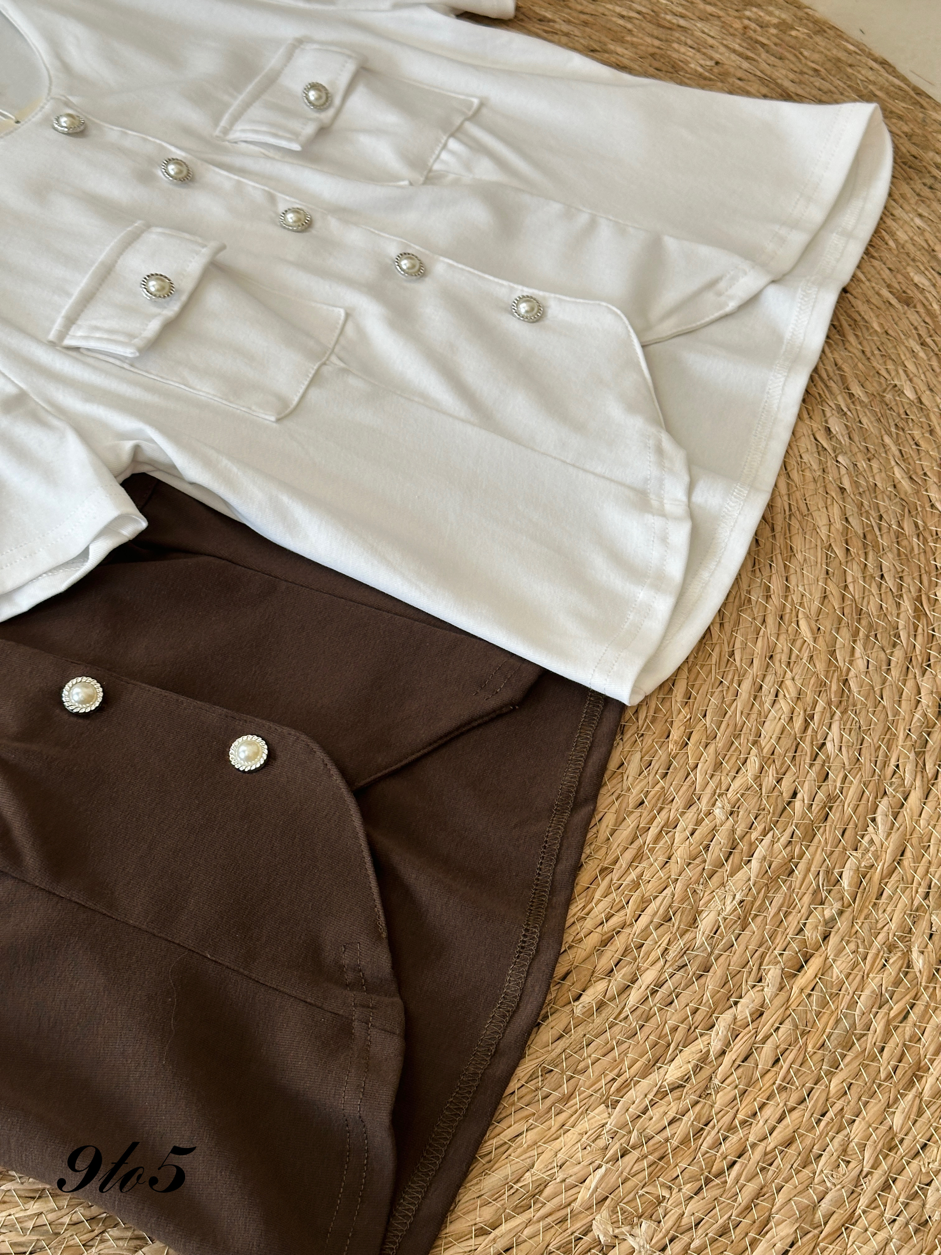 T3945 Short Sleeve Button Up Pocket Top - 4 Colors