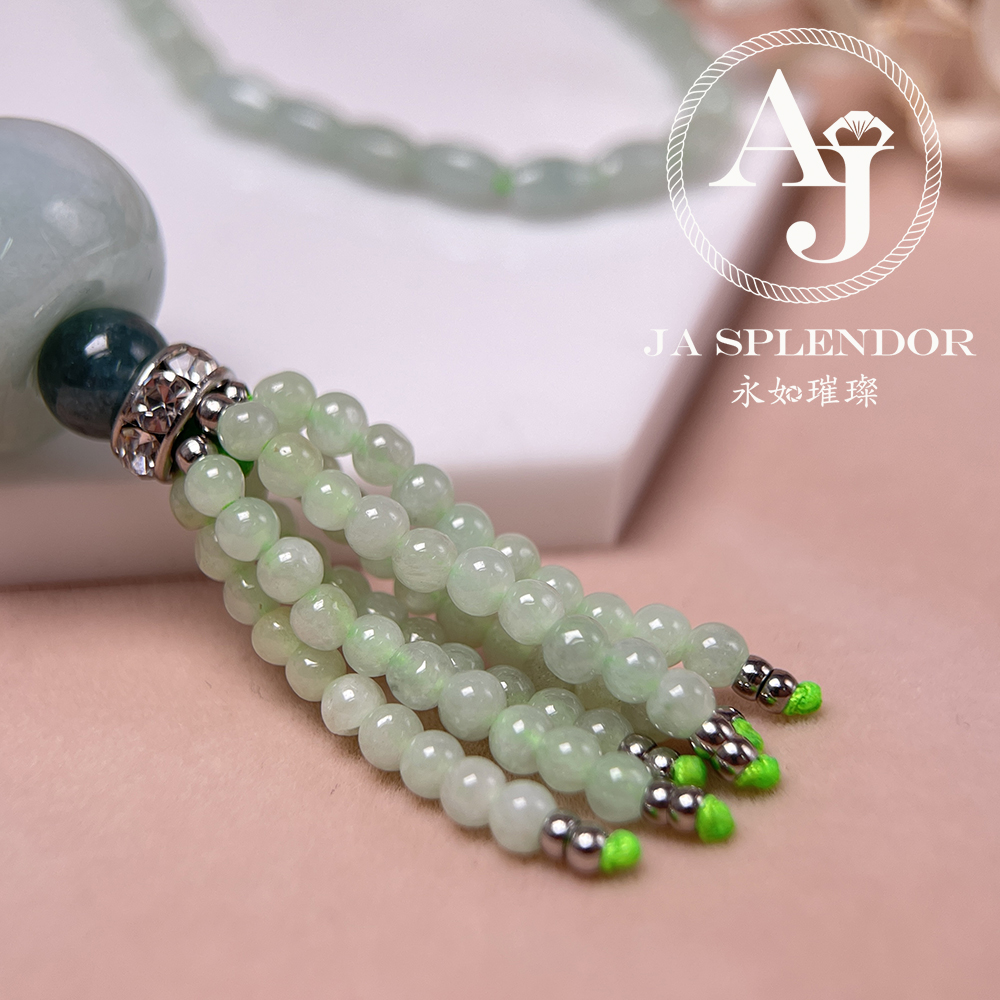 JN-H20-1519 天然翡翠A玉 華麗翠綠珠串串金項鏈