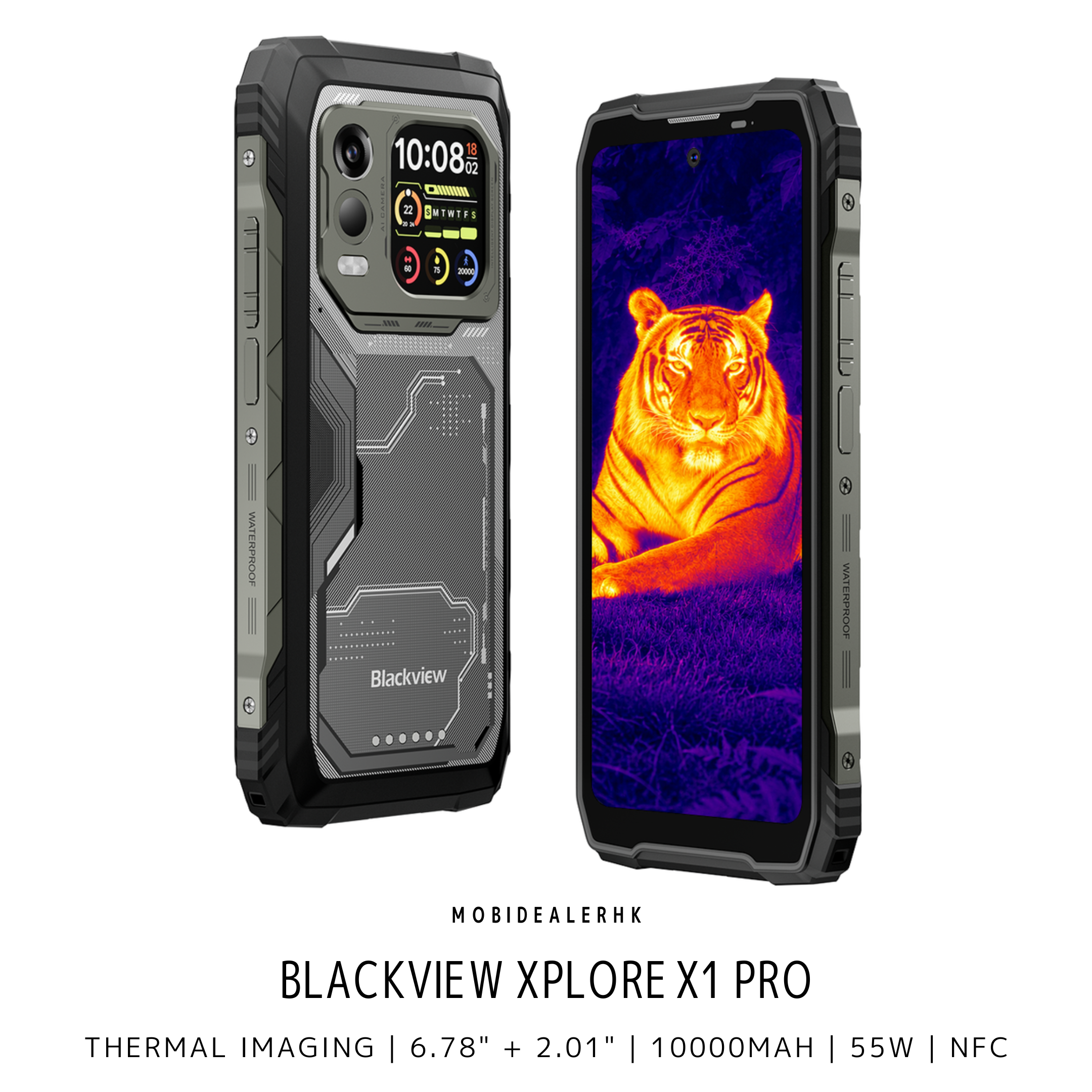 Blackview Xplore X1 Pro | 5G | 三防手機 | 熱感 | 6.78" + 2.01" | 10000mAh | 55W | 反向充電 | NFC