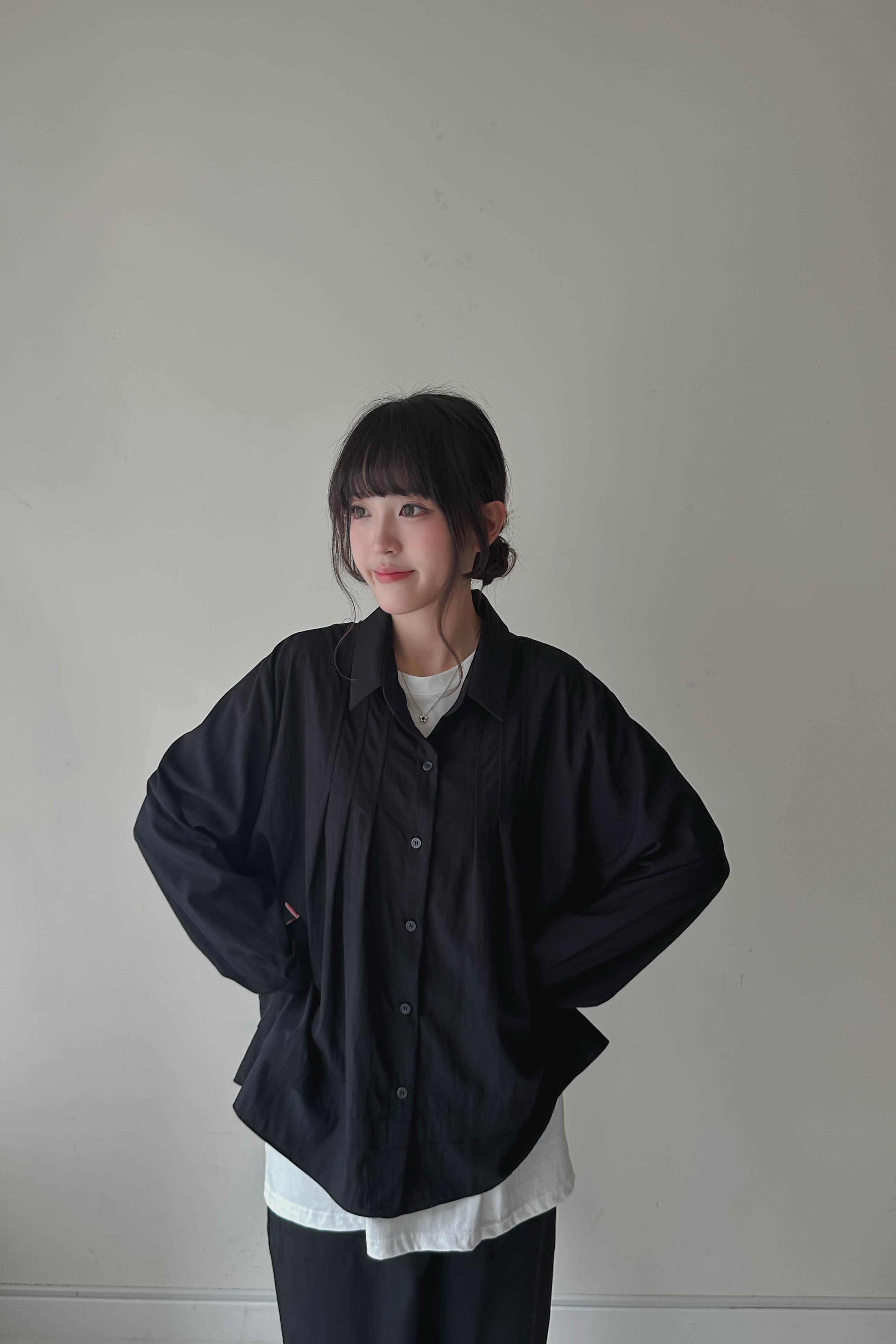 爽料設計感打褶恤衫 (兩色入)