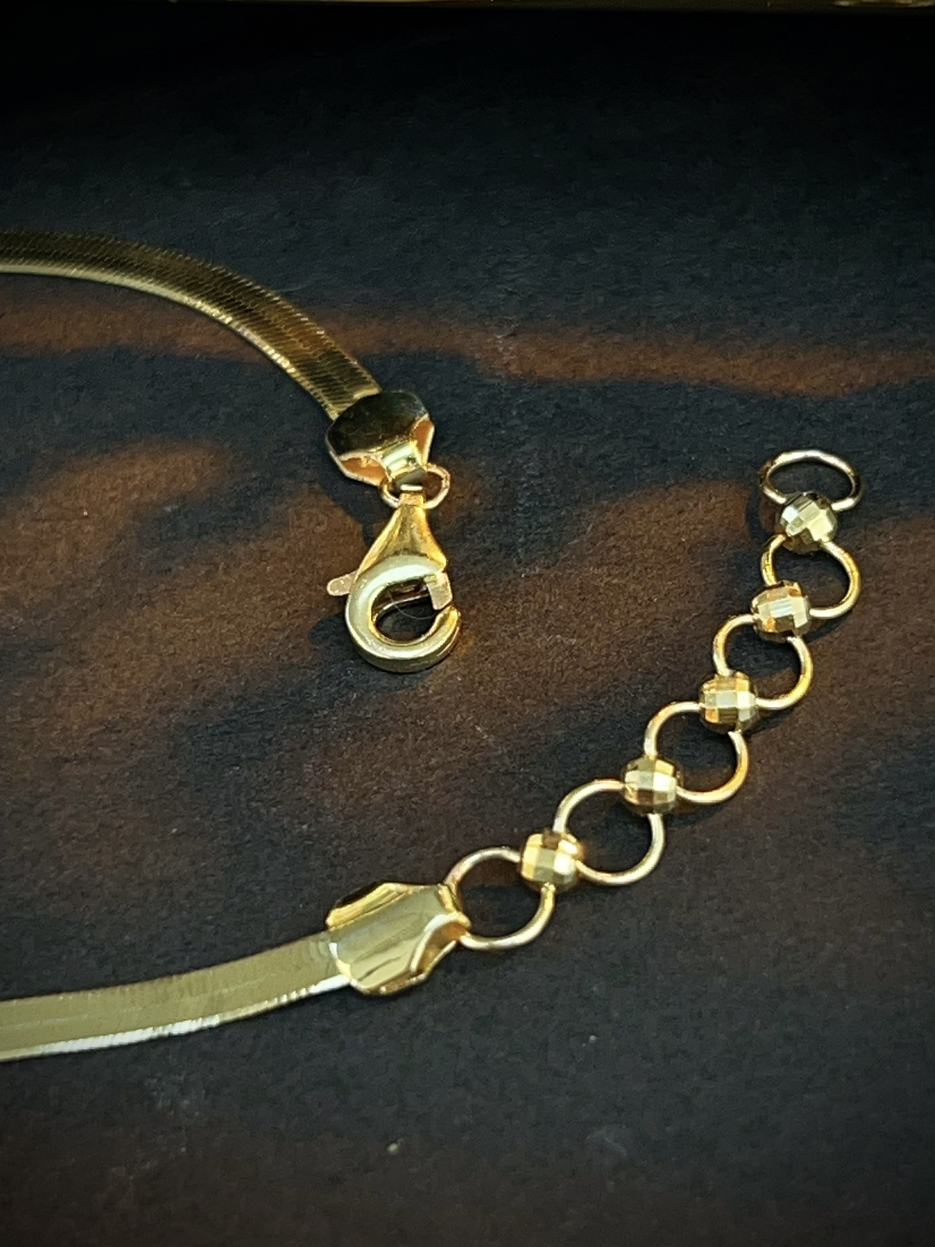 Diamond flat snake bone bracelet N240251