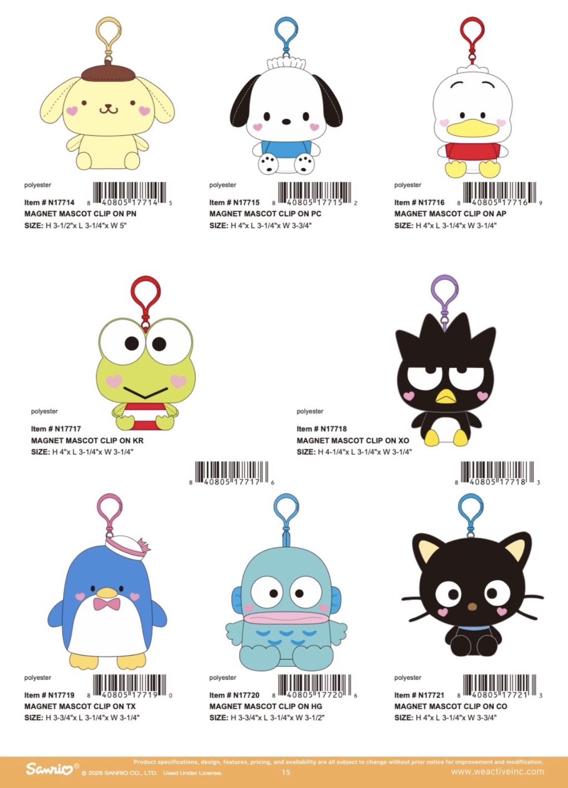 9月新品預訂｜美版 可磁吸 角色系列公仔吊飾