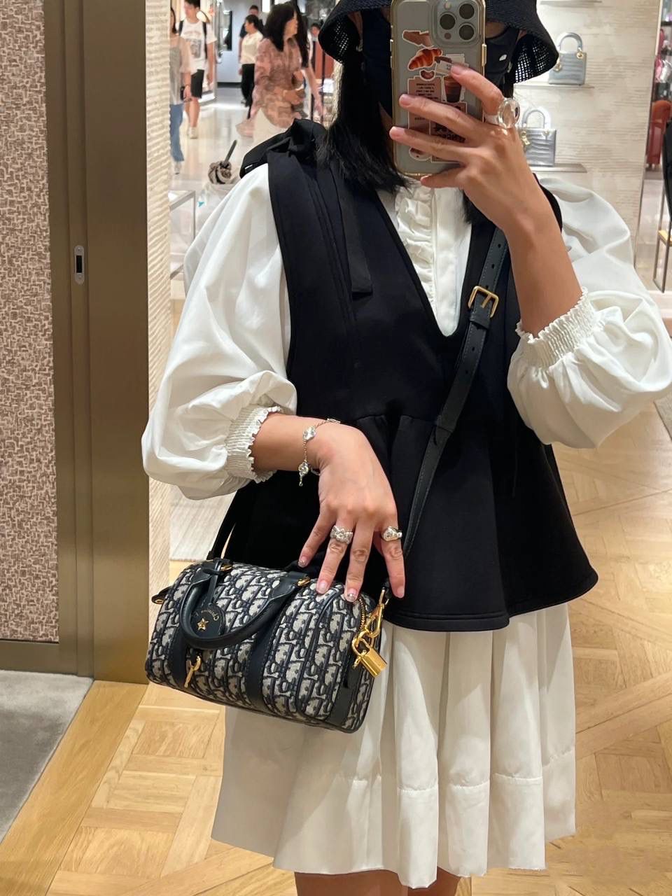 Dior Blue Oblique Jacquard Bowling Bag