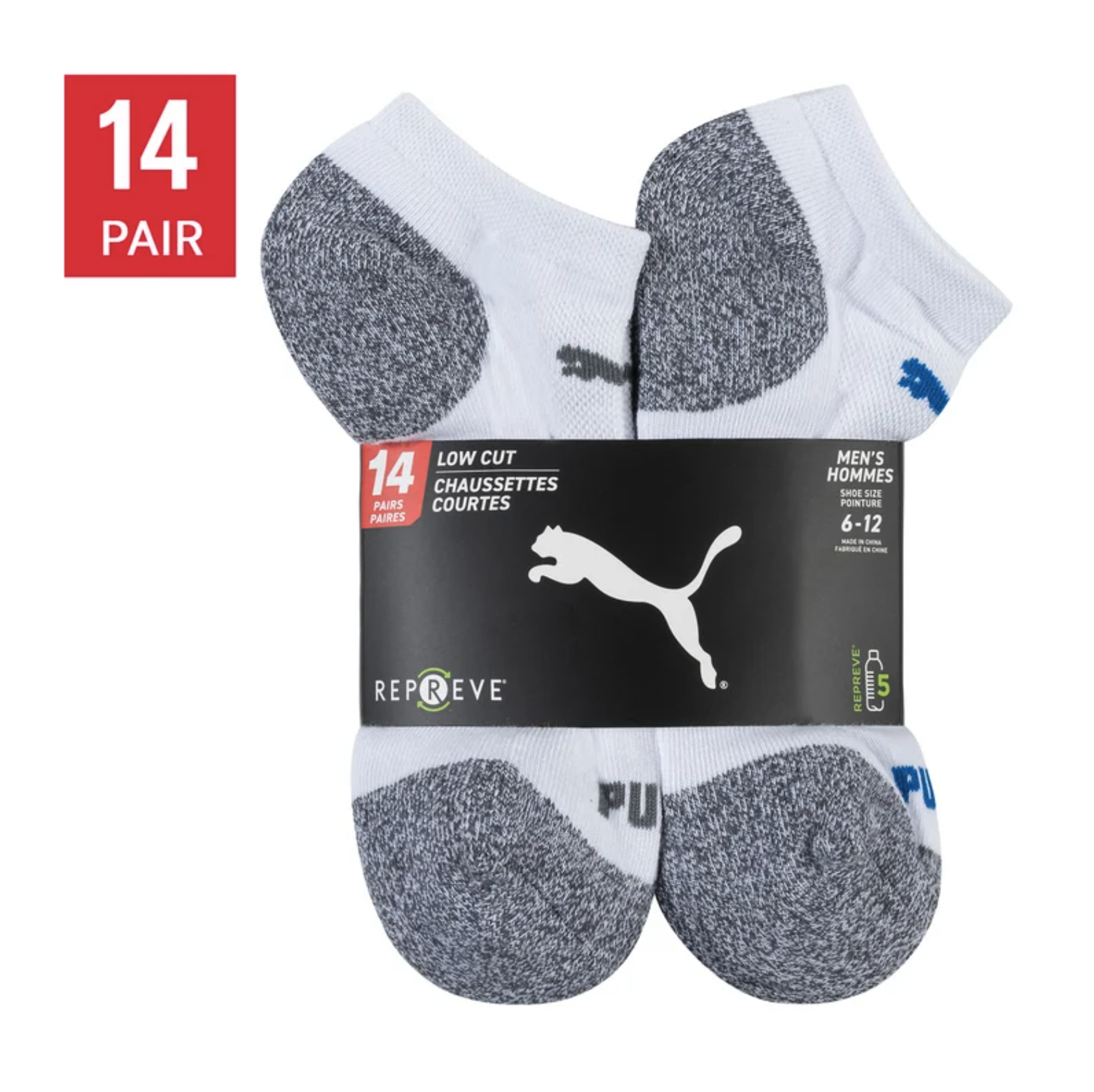 Puma 男士舒適透氣機能運動襪（14對裝)