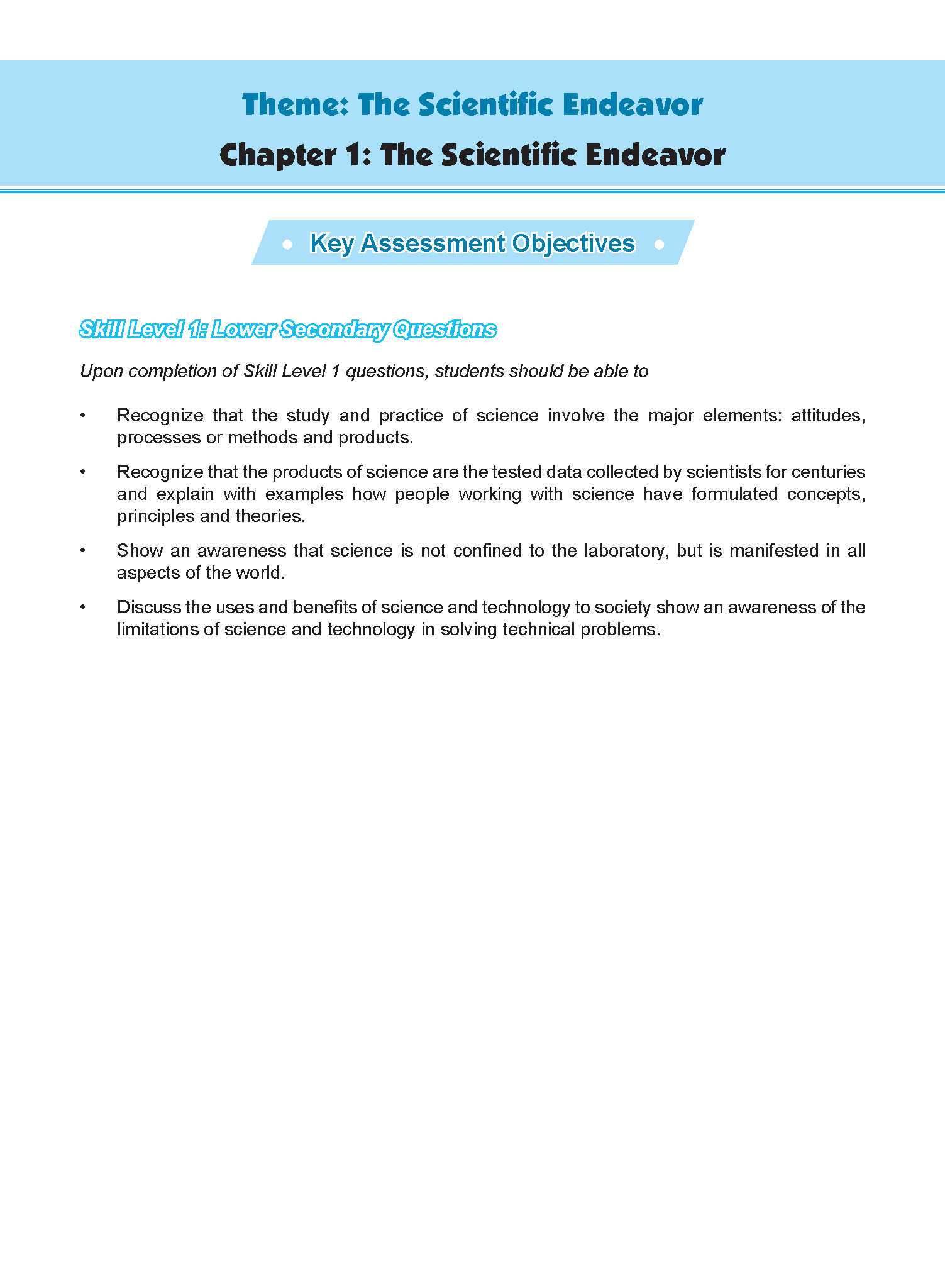 Secondary 1 Science Topical Course Assessment for G3 and IP