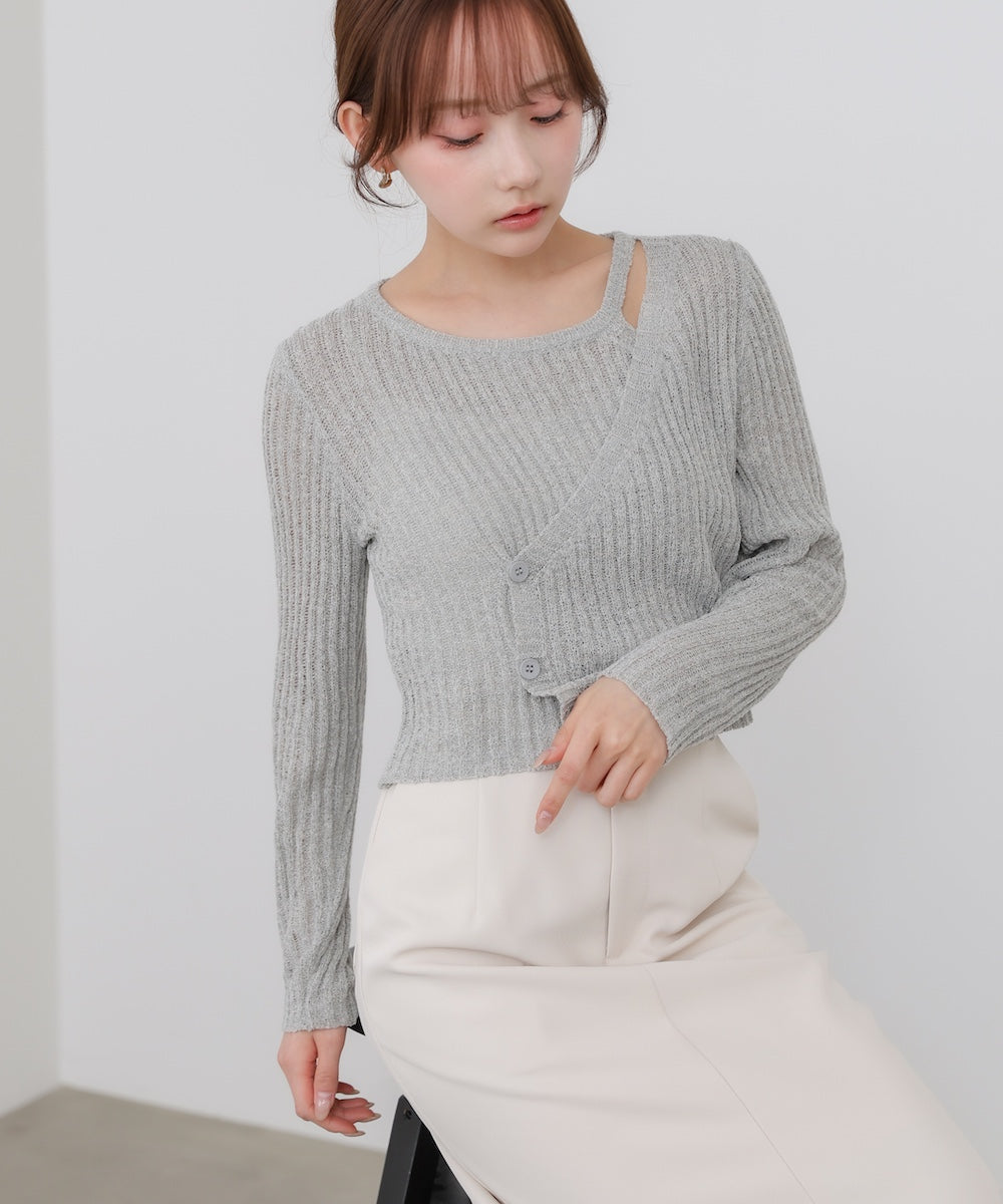 <JP>一件穿出層次感～ Layered Button Knit Top* 3色入 <預購>