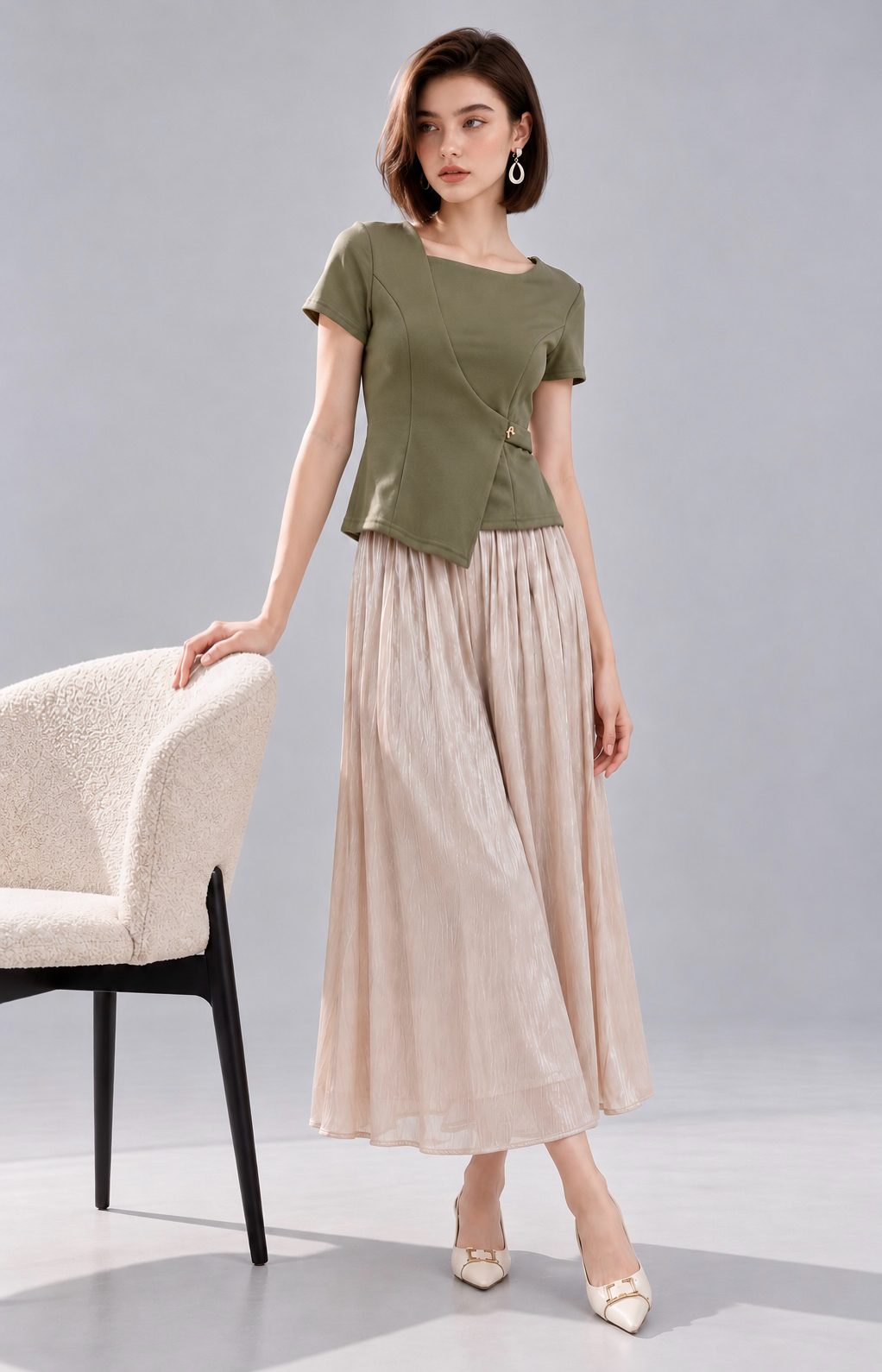 988 Celeste Pleated Wide-Leg Pants