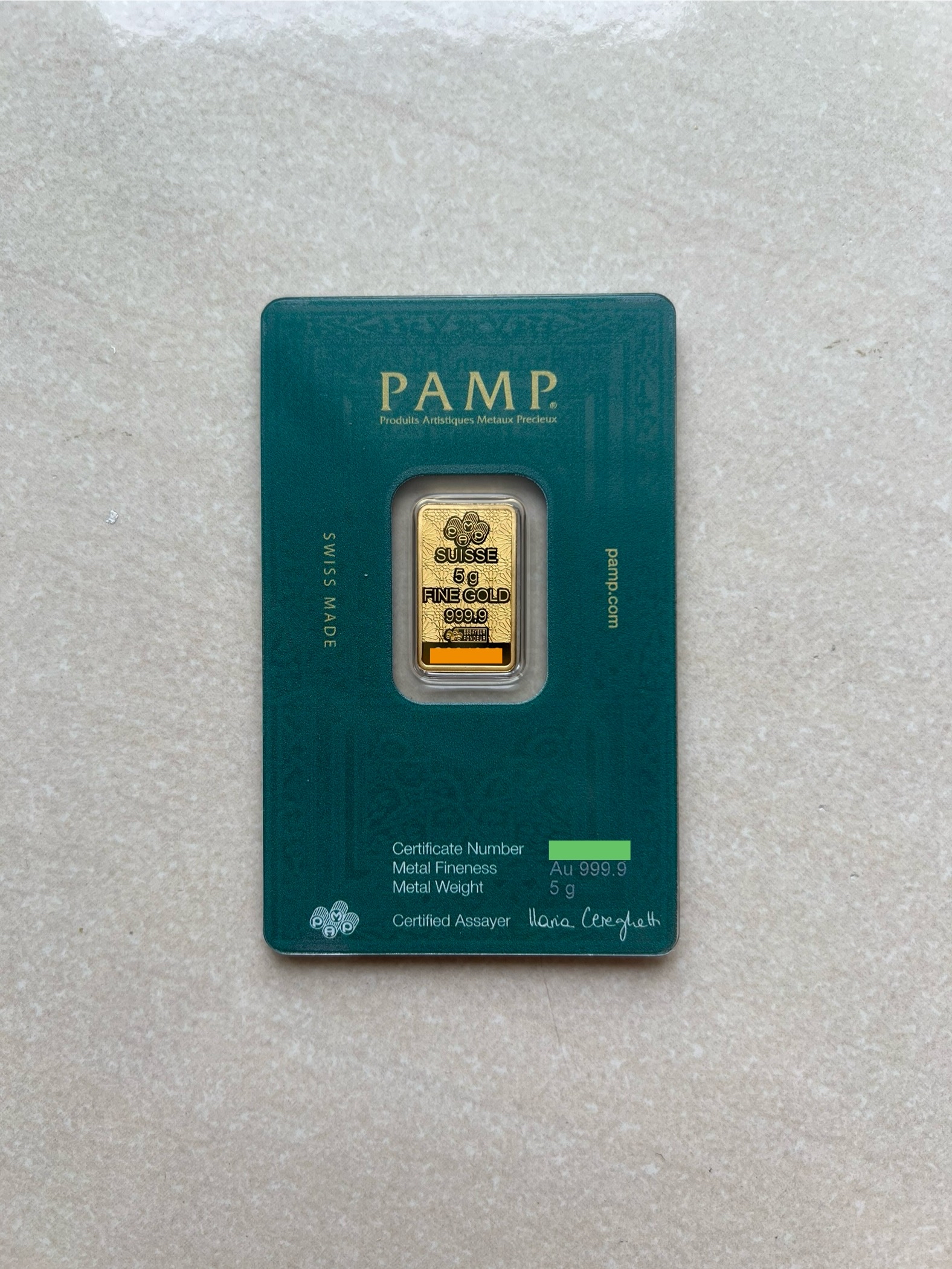 (Nice SN:4339)PAMP Arabian Falcon 5g🇨🇭Swiss Gold Bar Emas 999.9 +  stainless steel Frame 阿拉伯猎鹰
