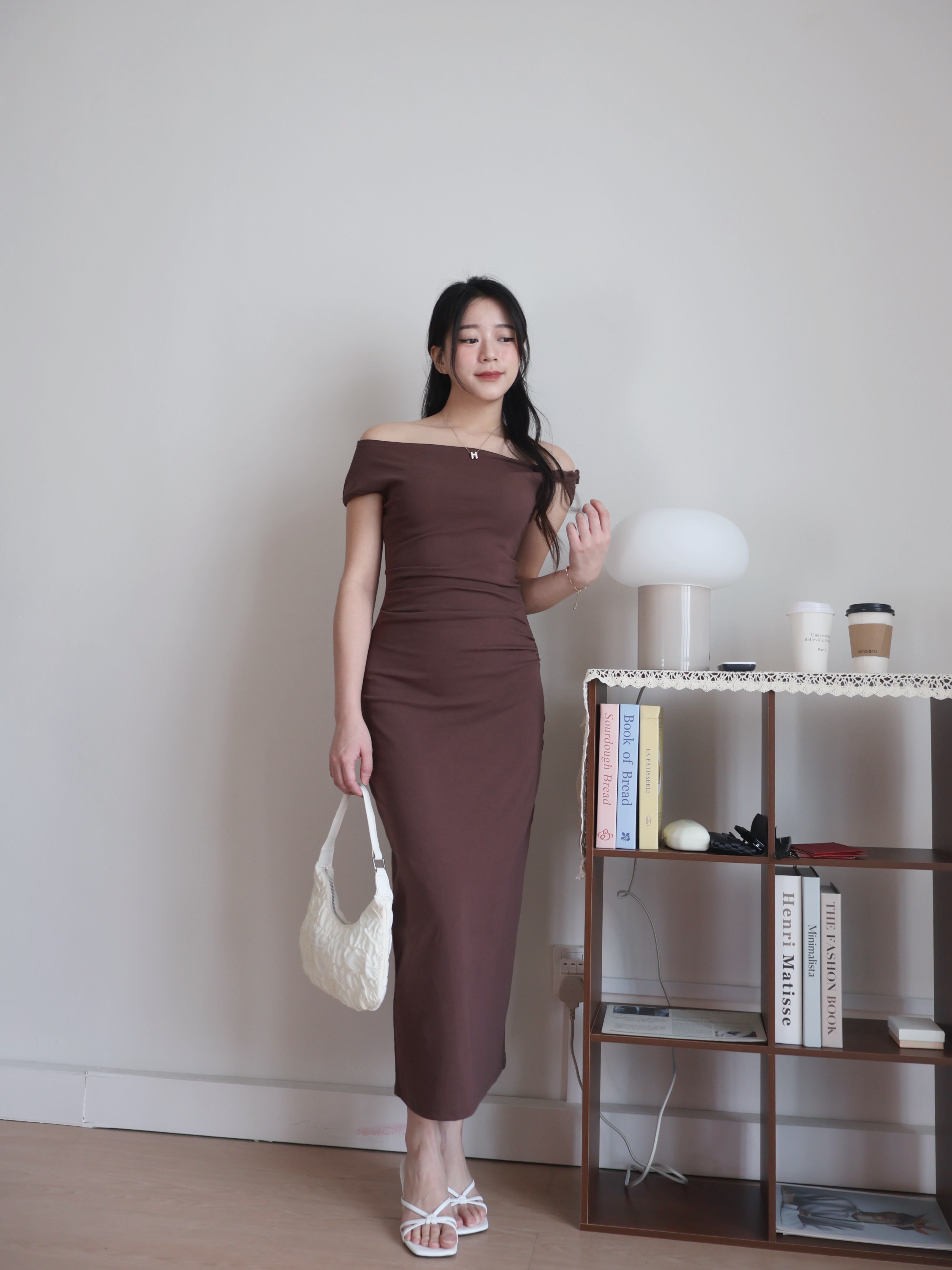 Vaeda Off-Shoulder Dress | Brown