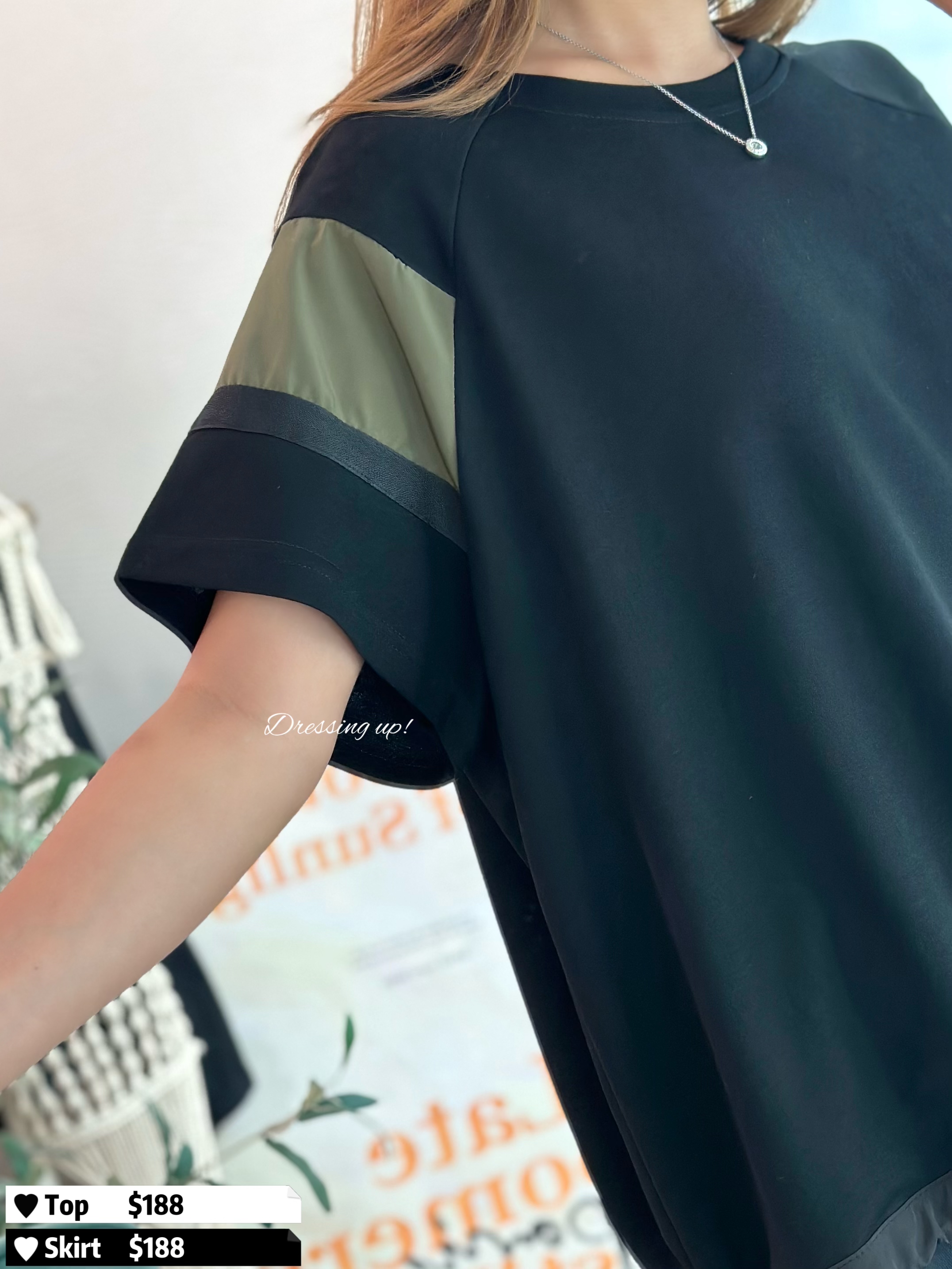 低調又好看｜拼色手袖上衣