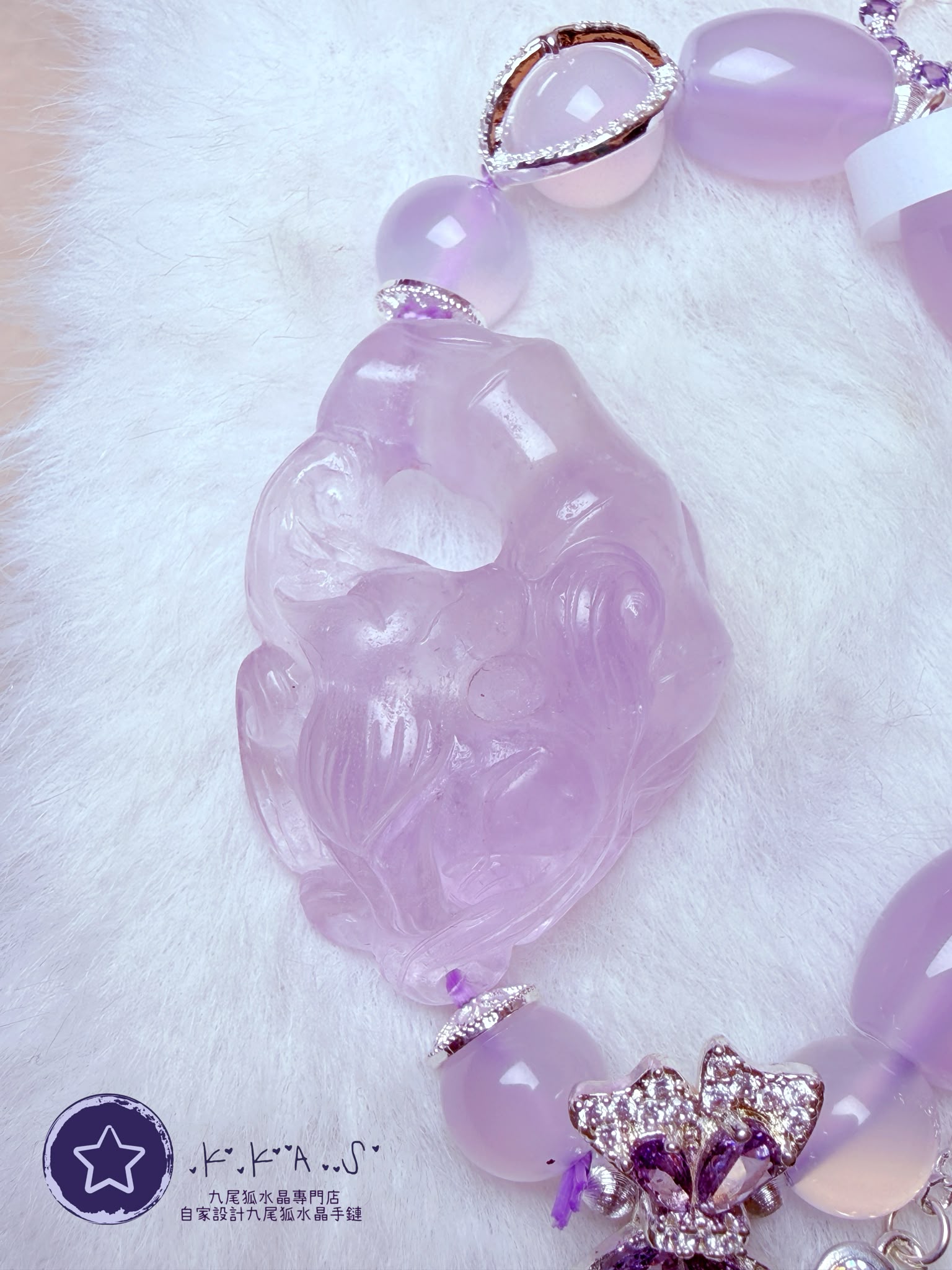 K00418 紫水晶 竹子狐 自家設計手鏈