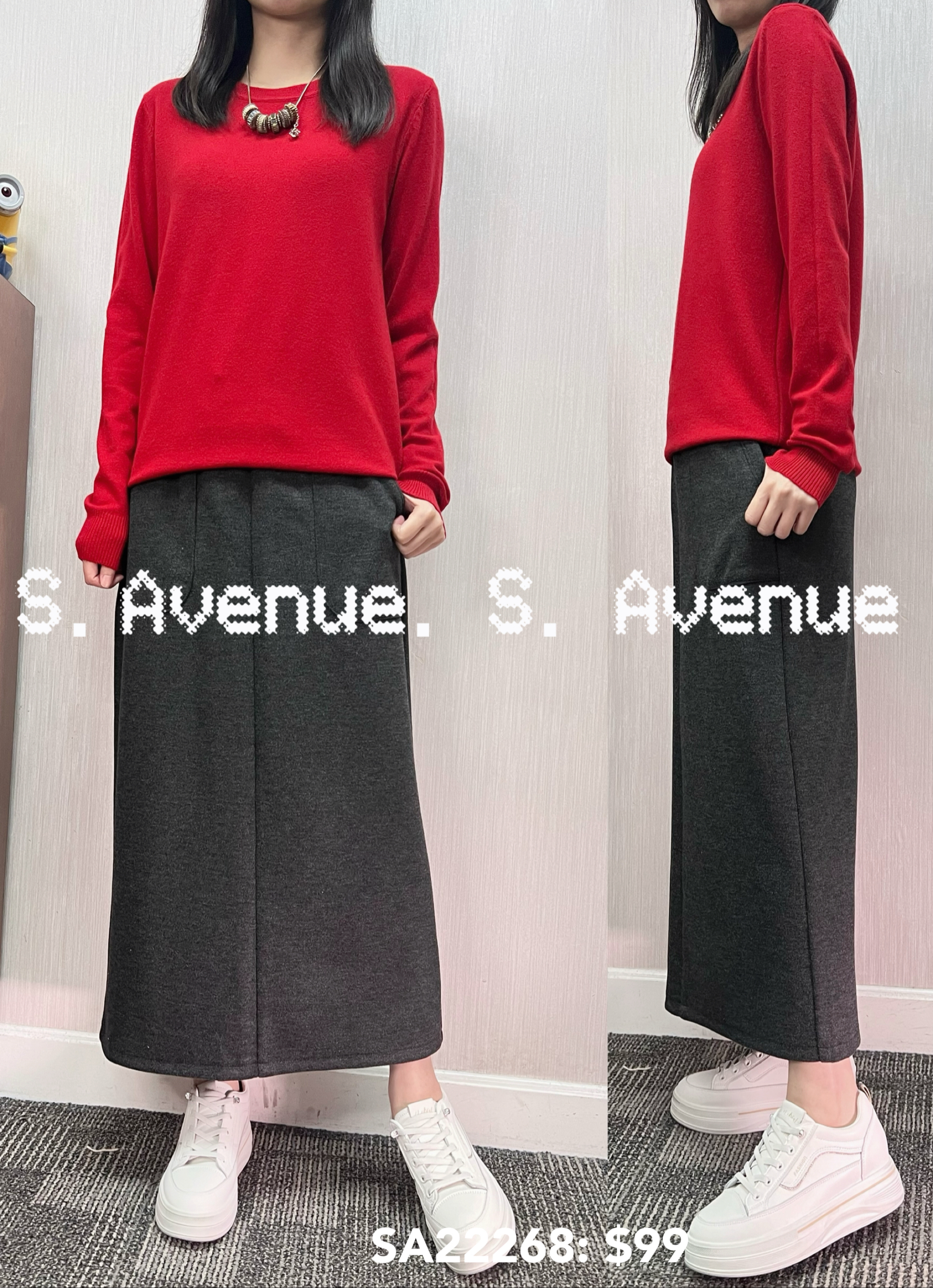 SA22268: 長袖圓領淨色線冷top