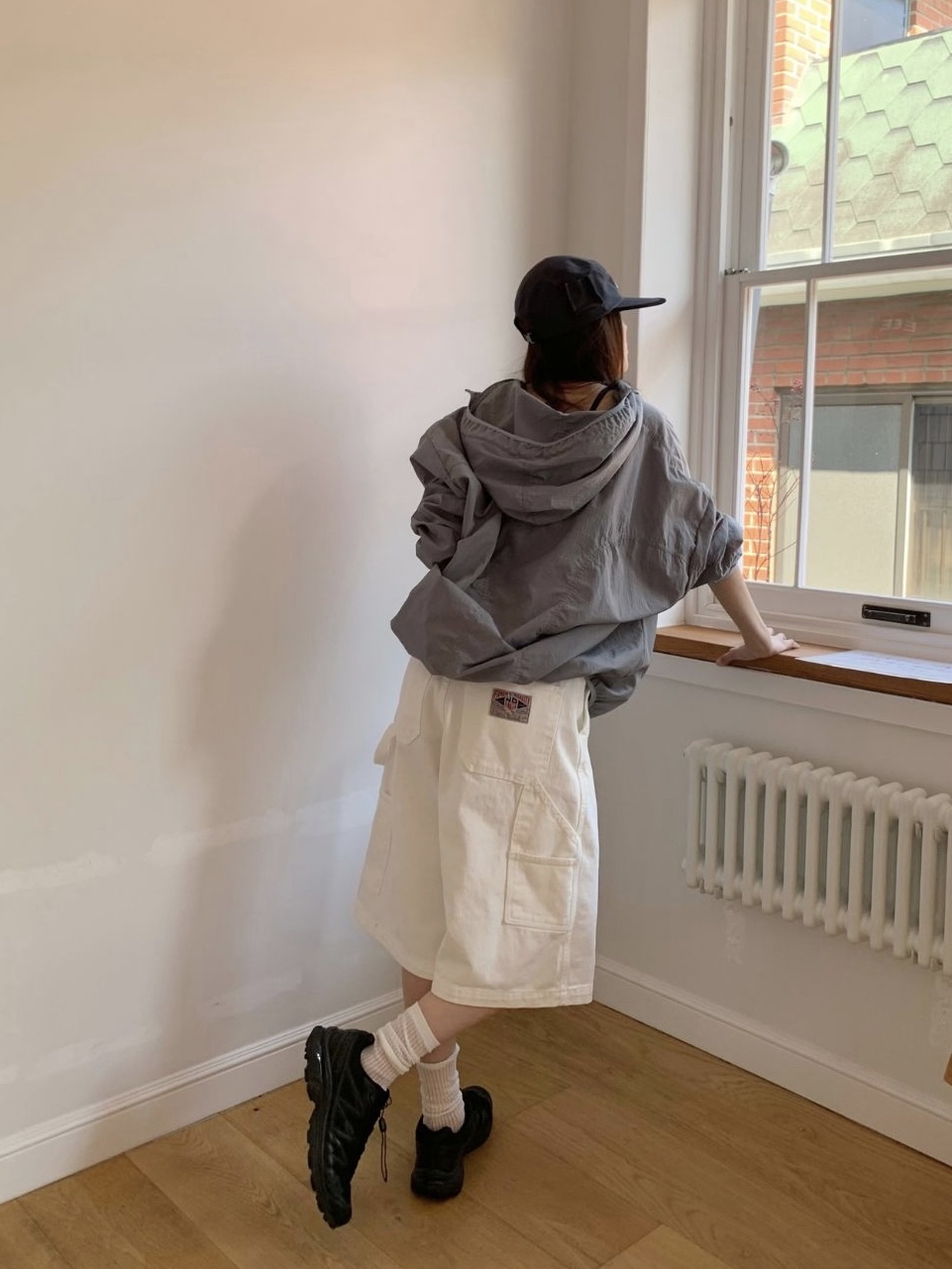 Washed Cargo Denim Bermuda Shorts