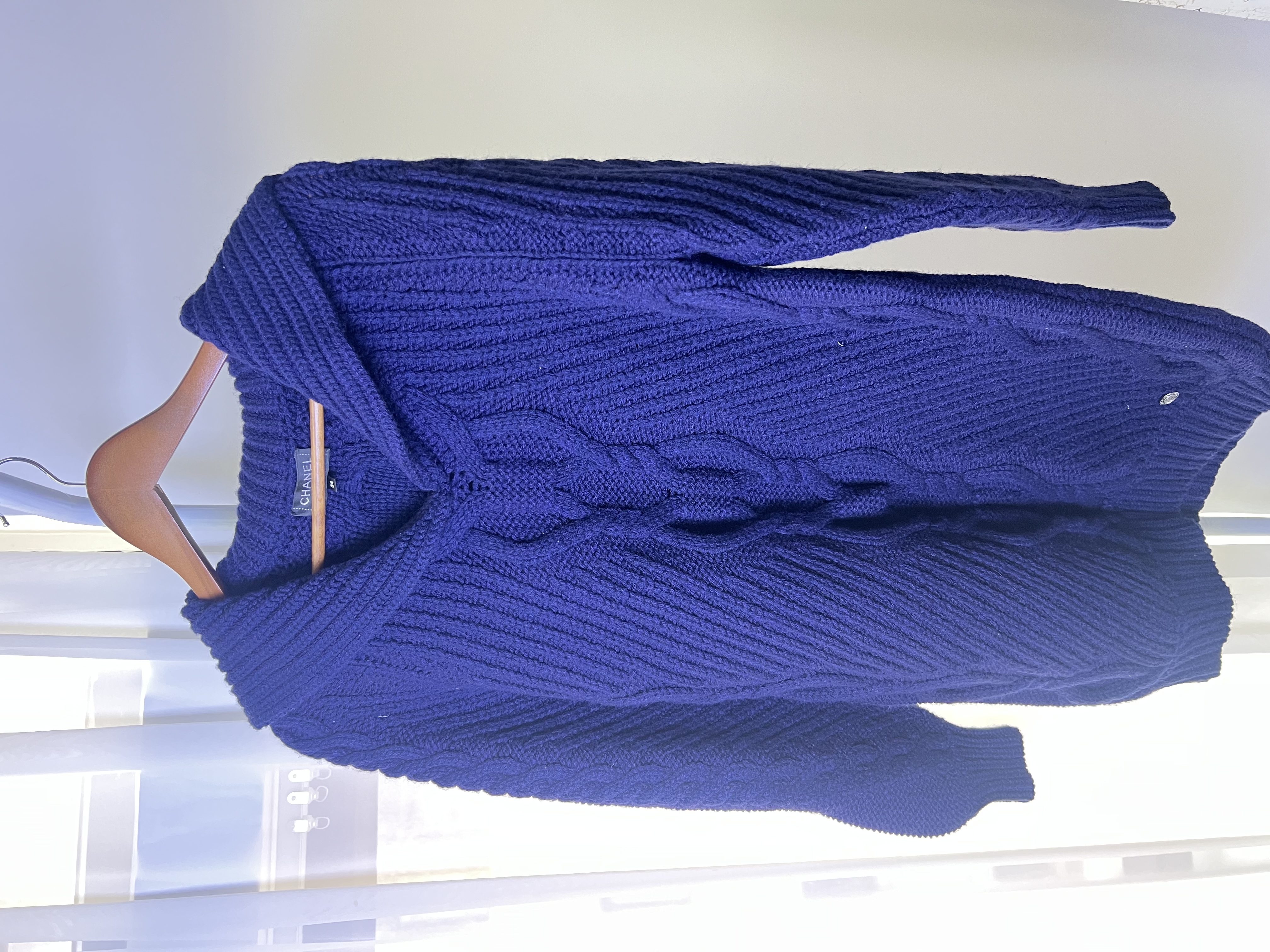 Pre-Owned Chanel Navy Cable Knit Sailor Collar Sweater / Product Code: 26041908