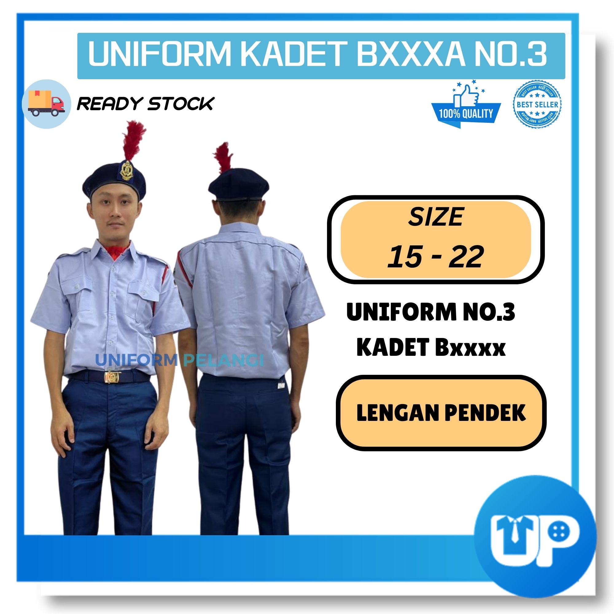 Uniform Kadet Bomba dan Penyelamat NO3 Lengan Pendek Uniform Seragam Kookurikulum Seluar Biru Tua