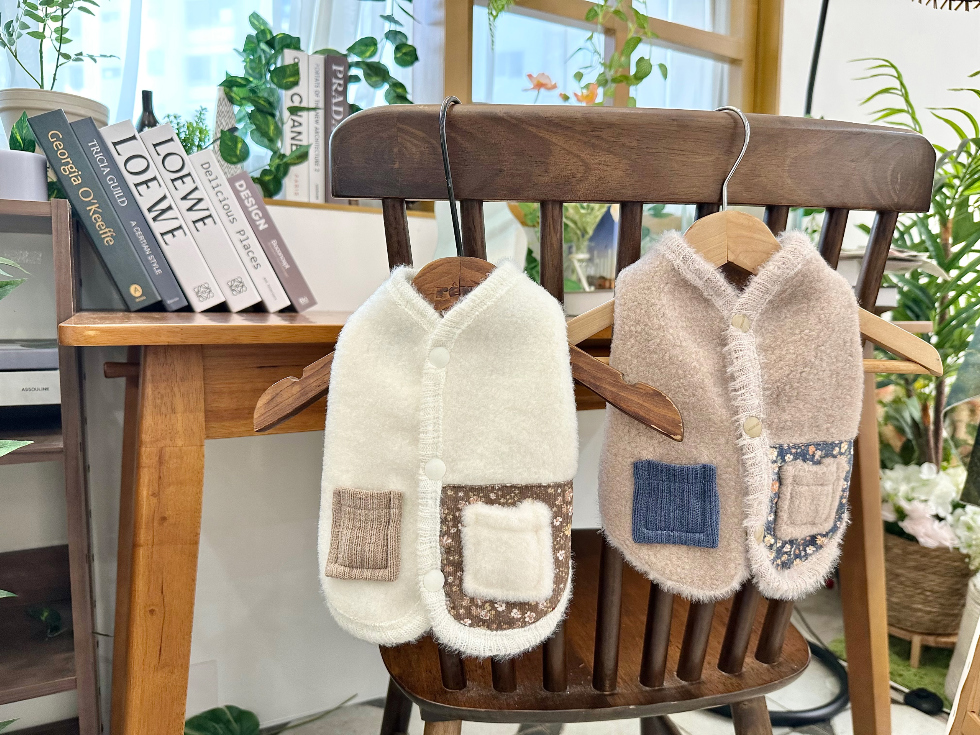 🇰🇷針織毛布配碎花布背心