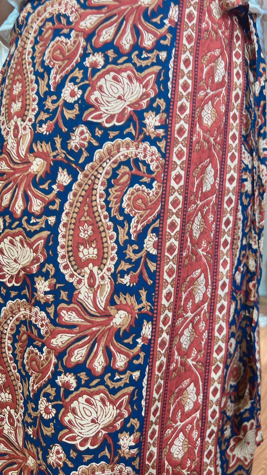 3116 Vintage Blockprint Wrap Skirt 36"