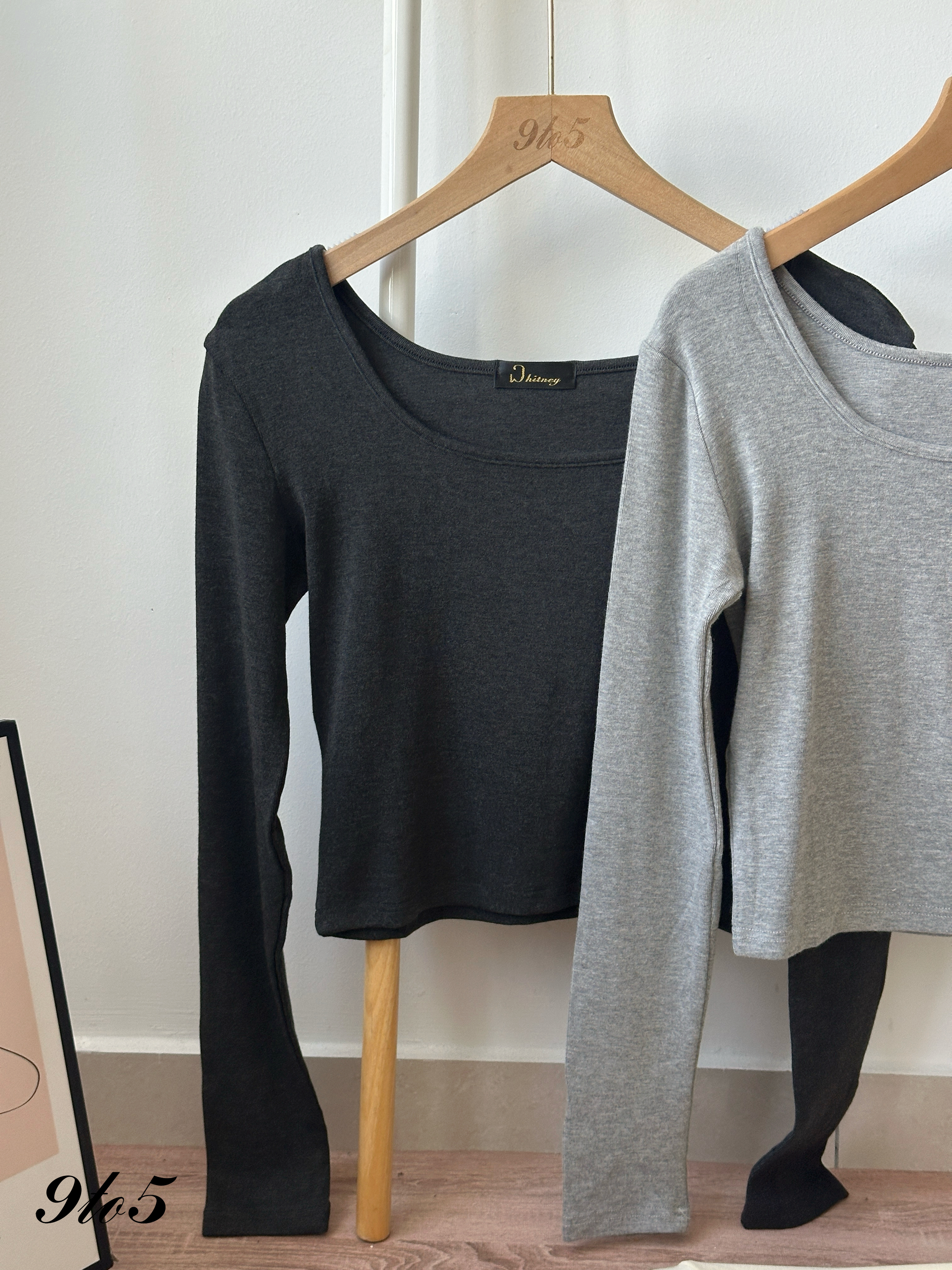 T4365 Long Sleeve Square Neck Top - 4 Colors 