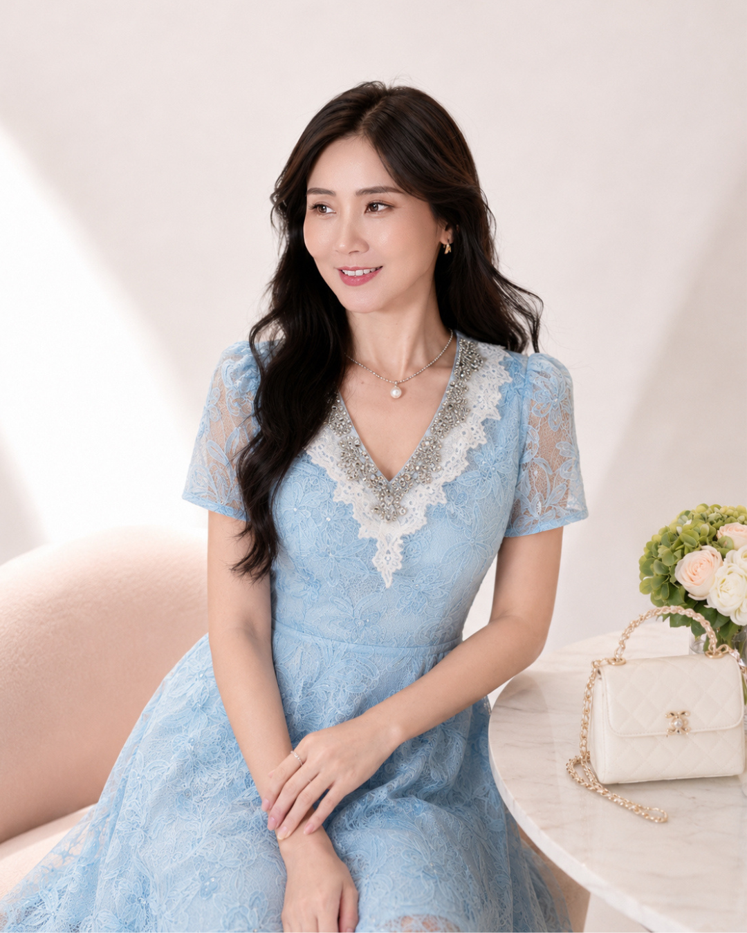 5127 Genevieve Diamond Lacey Mini Dress