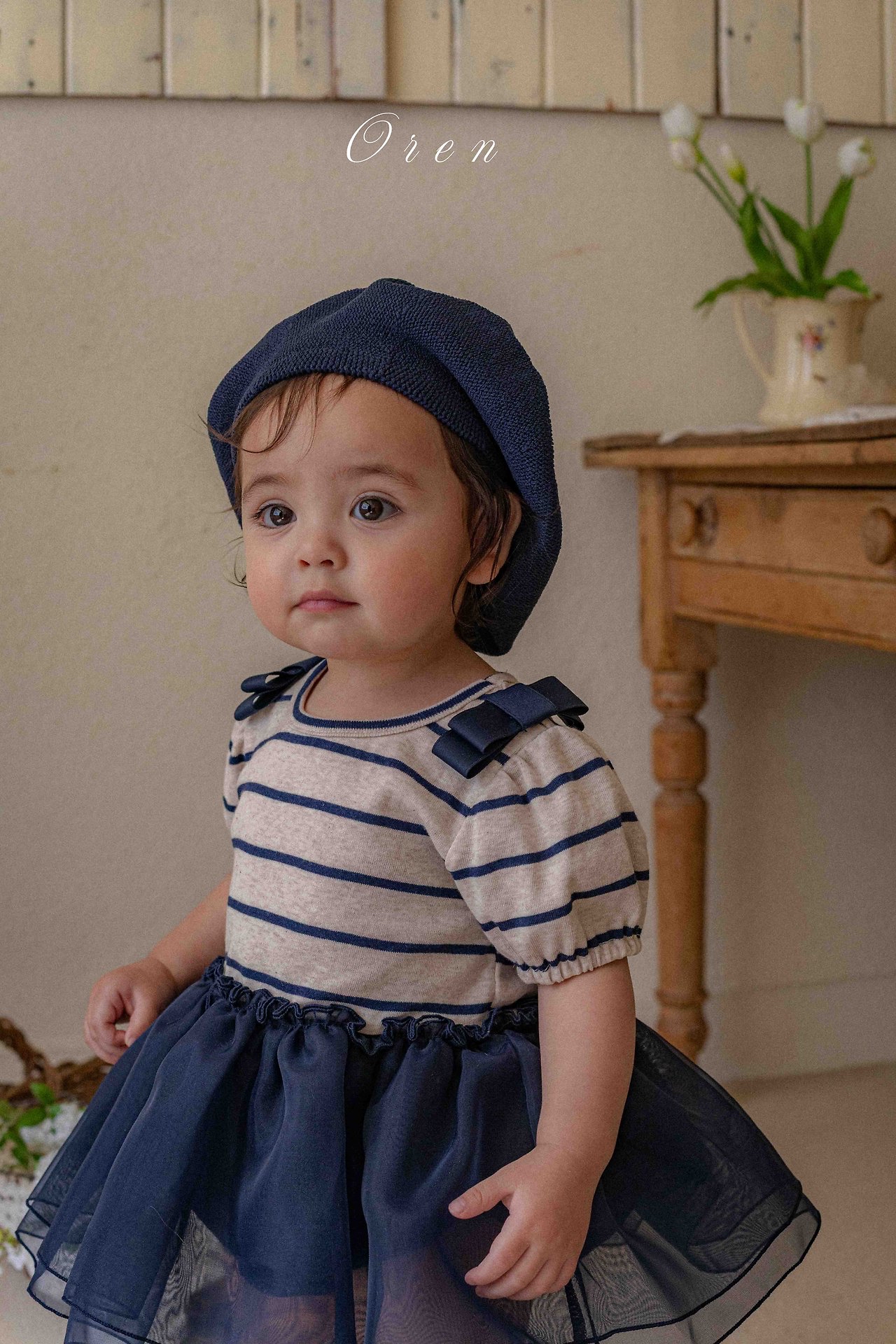 ☀️預訂 韓國直送☀️🇰🇷Oren Claire ST兩色條紋薄紗短袖包屁裙/上下套裝