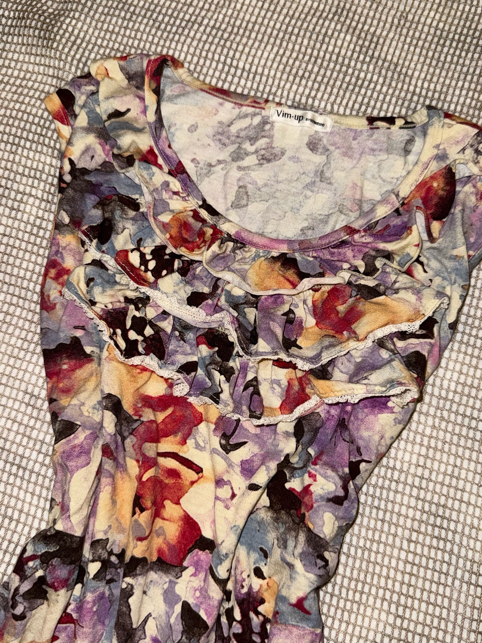 Watercolour Floral Ruffle Collar Vest