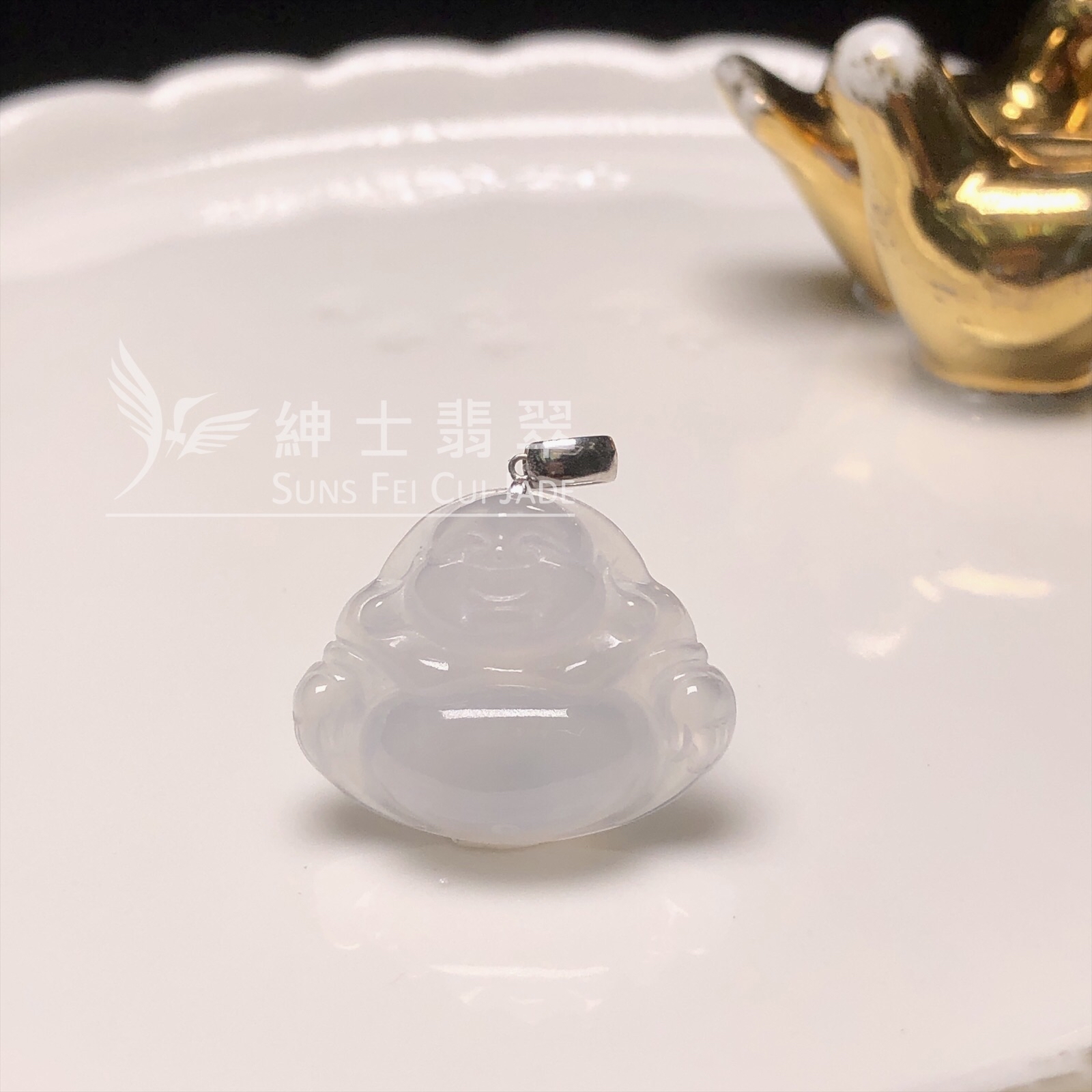 YK00063 冰種佛公連18K金扣頭