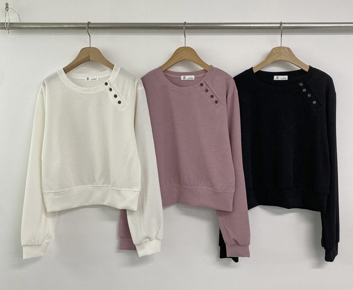 Made in Korea 🇰🇷斜排鈕棉線top