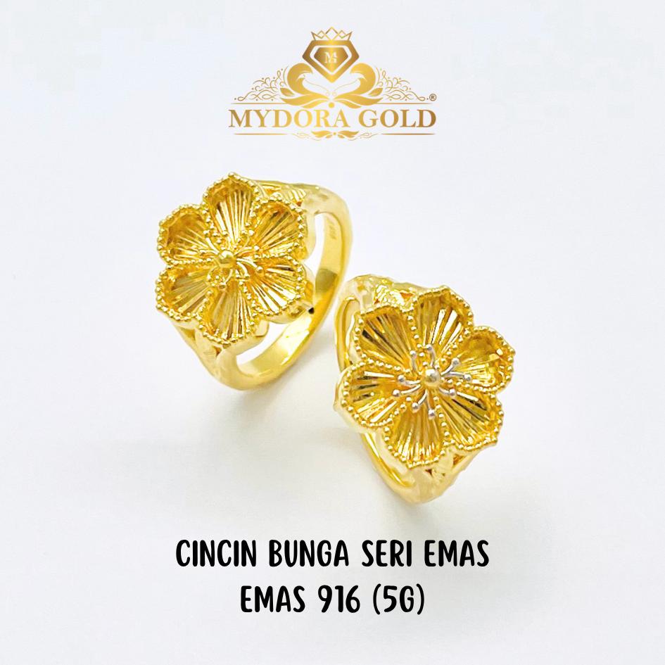 MYDORA Cincin Bunga Seri Emas (5G) l EMAS 916/22K