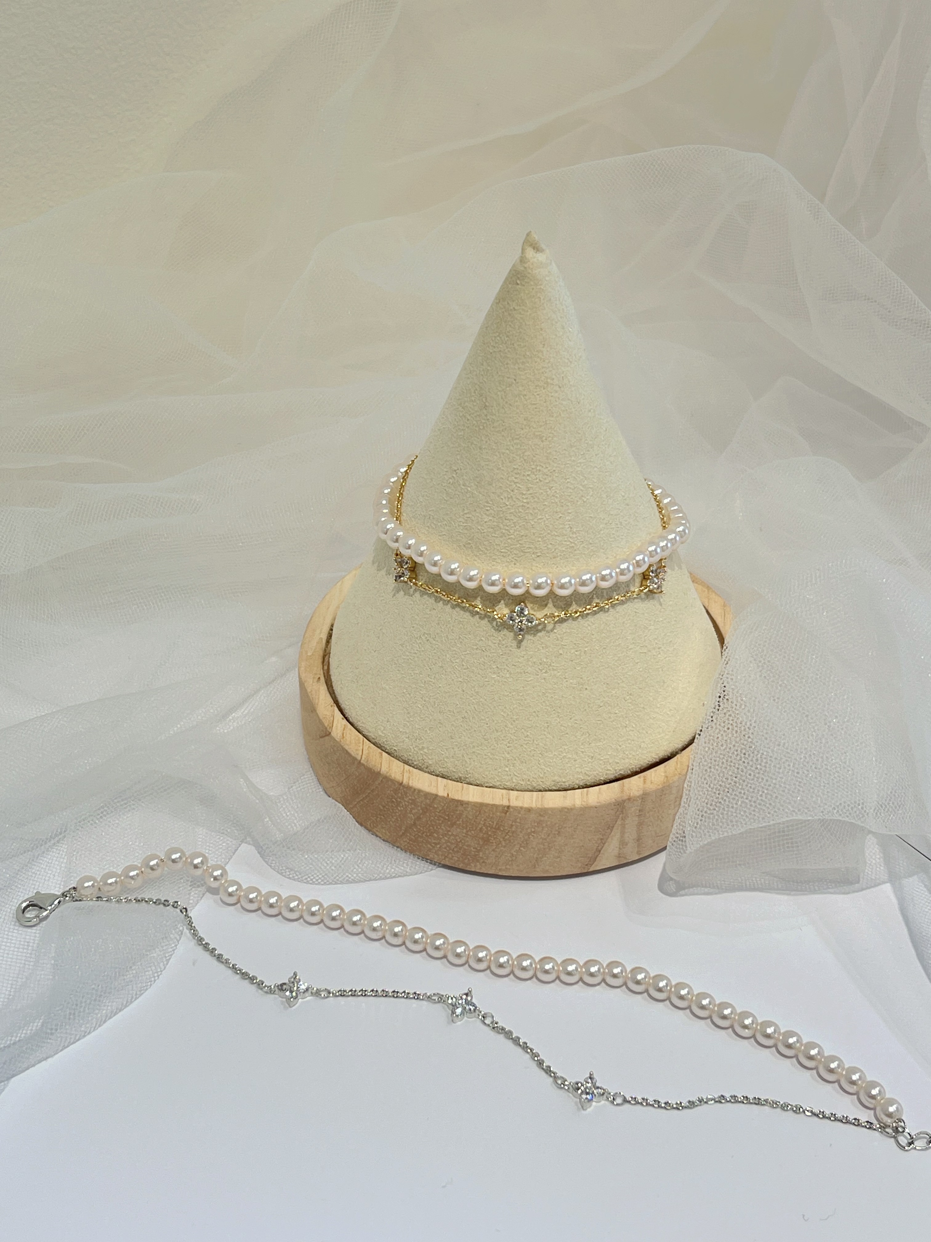 四叶草×珍珠双链手链