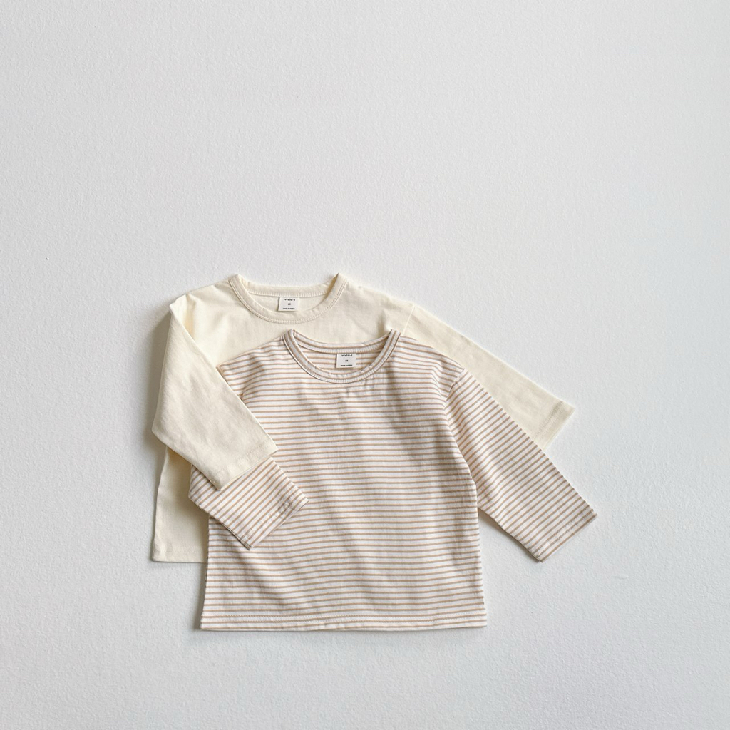 🌸預訂 韓國直送🌸🇰🇷VIVIDI四色日常寬鬆純色條紋長袖上衣套裝