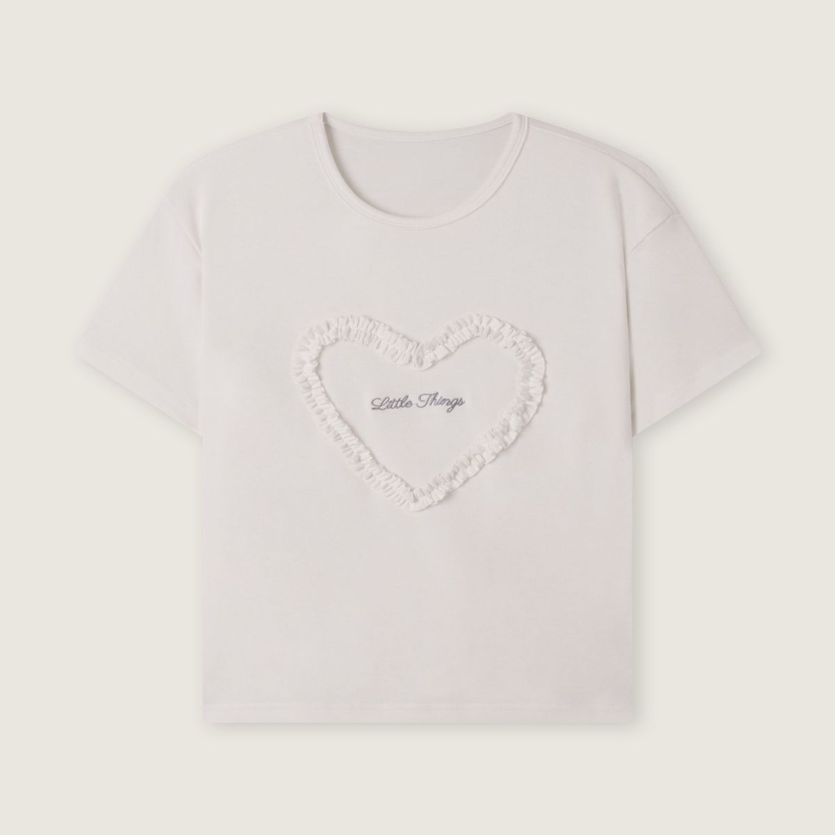 [ROEM] Heart Frill Short Sleeve T-shirt (2種)