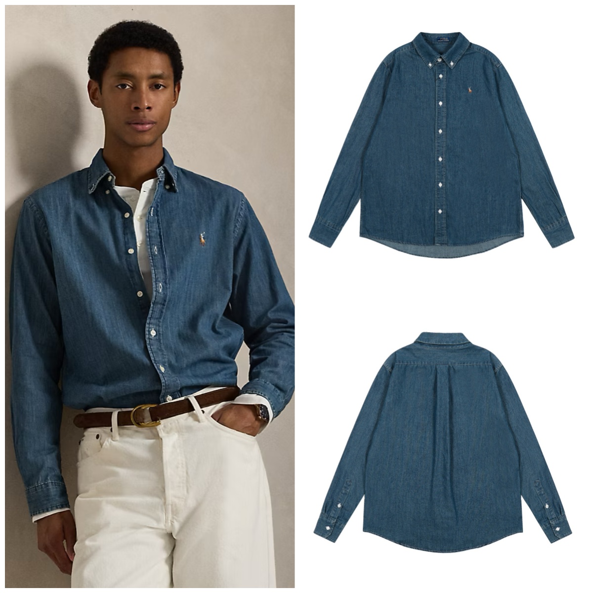 Polo Ralph Lauren 🌈彩色馬仔🐎刺繡 🥼長袖牛仔恤衫