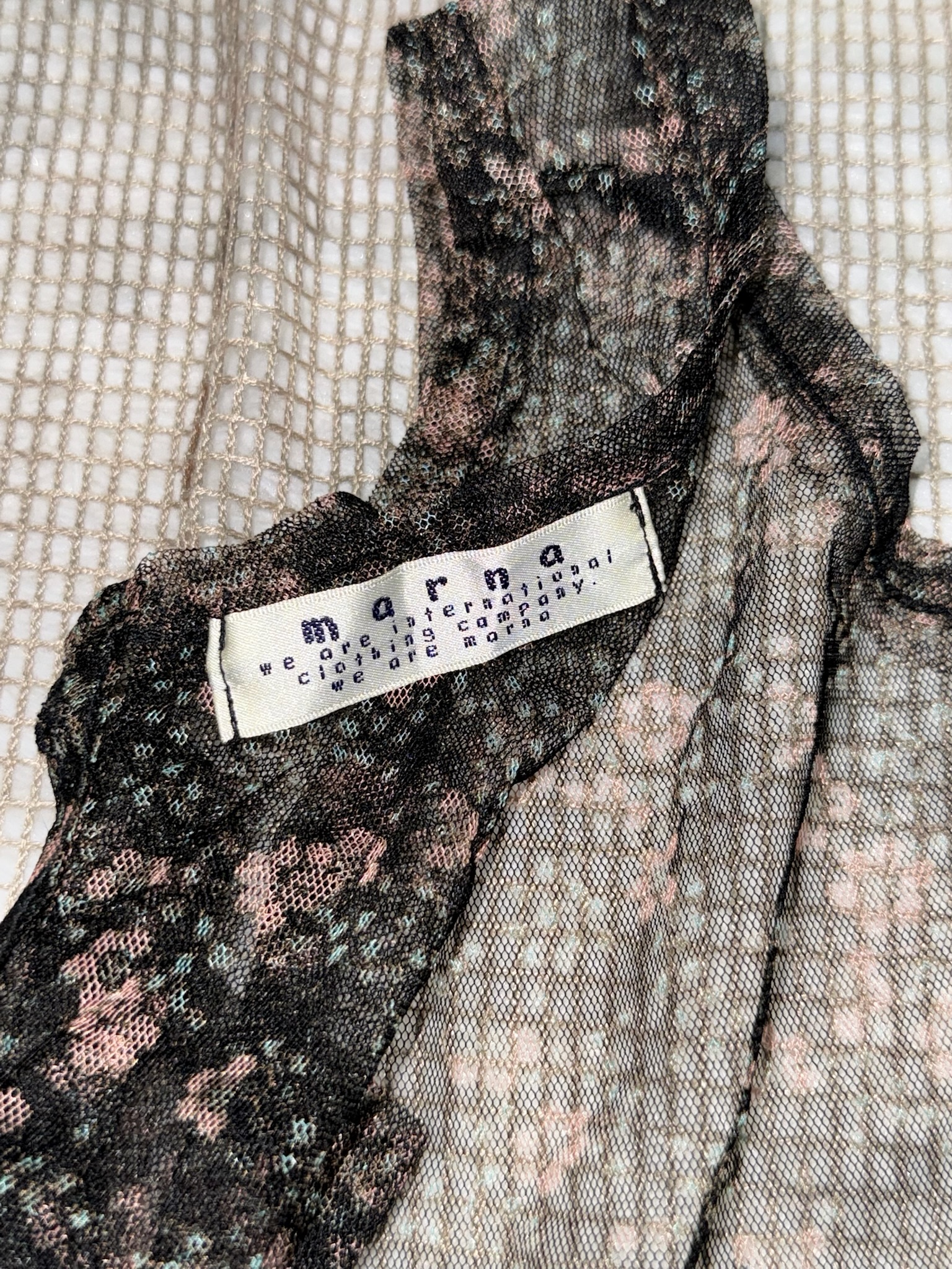 Dainty Rose Print Mesh Sleeveless Blouse