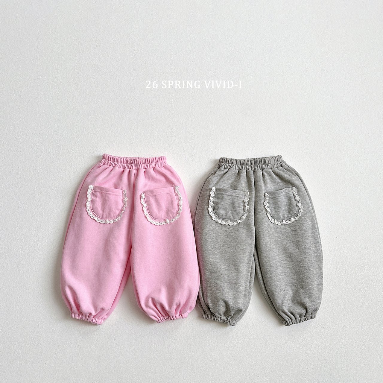 🌸預訂 韓國直送🌸🇰🇷VIVIDI兩色蕾絲口袋寬鬆束腳運動褲