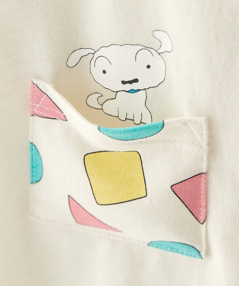 💚預訂 台灣直送💚蠟筆小新系列三色口袋印花竹節純棉短袖T恤