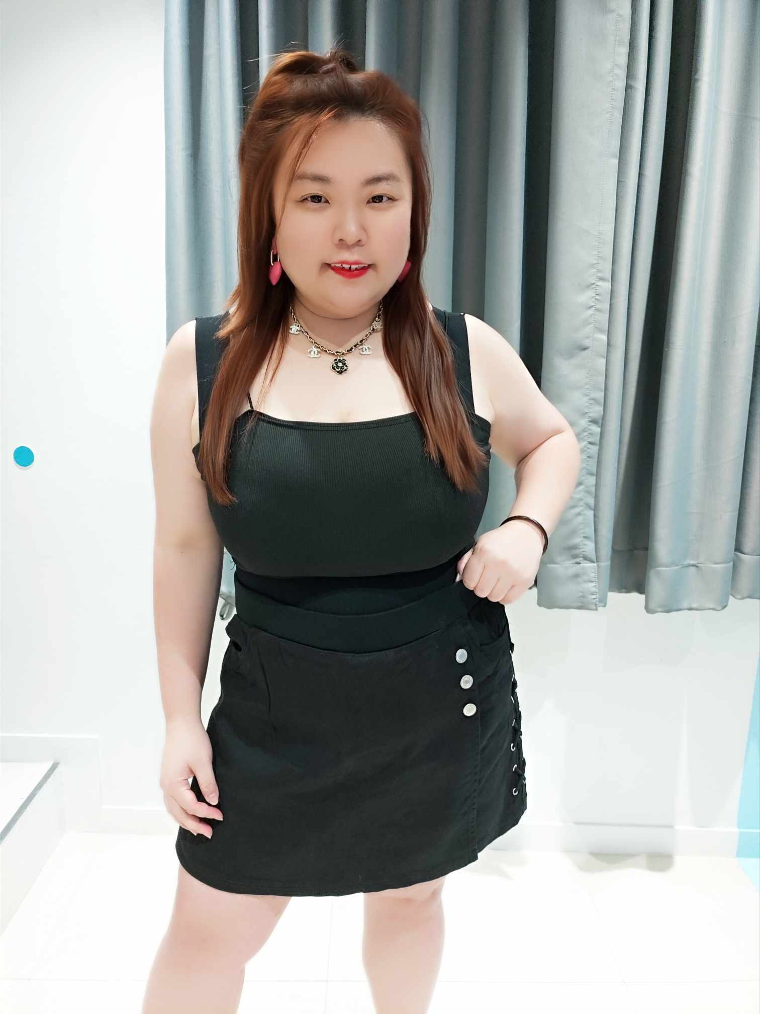 ENF07 G9106 边绑带排扣前裙后裤裤裙