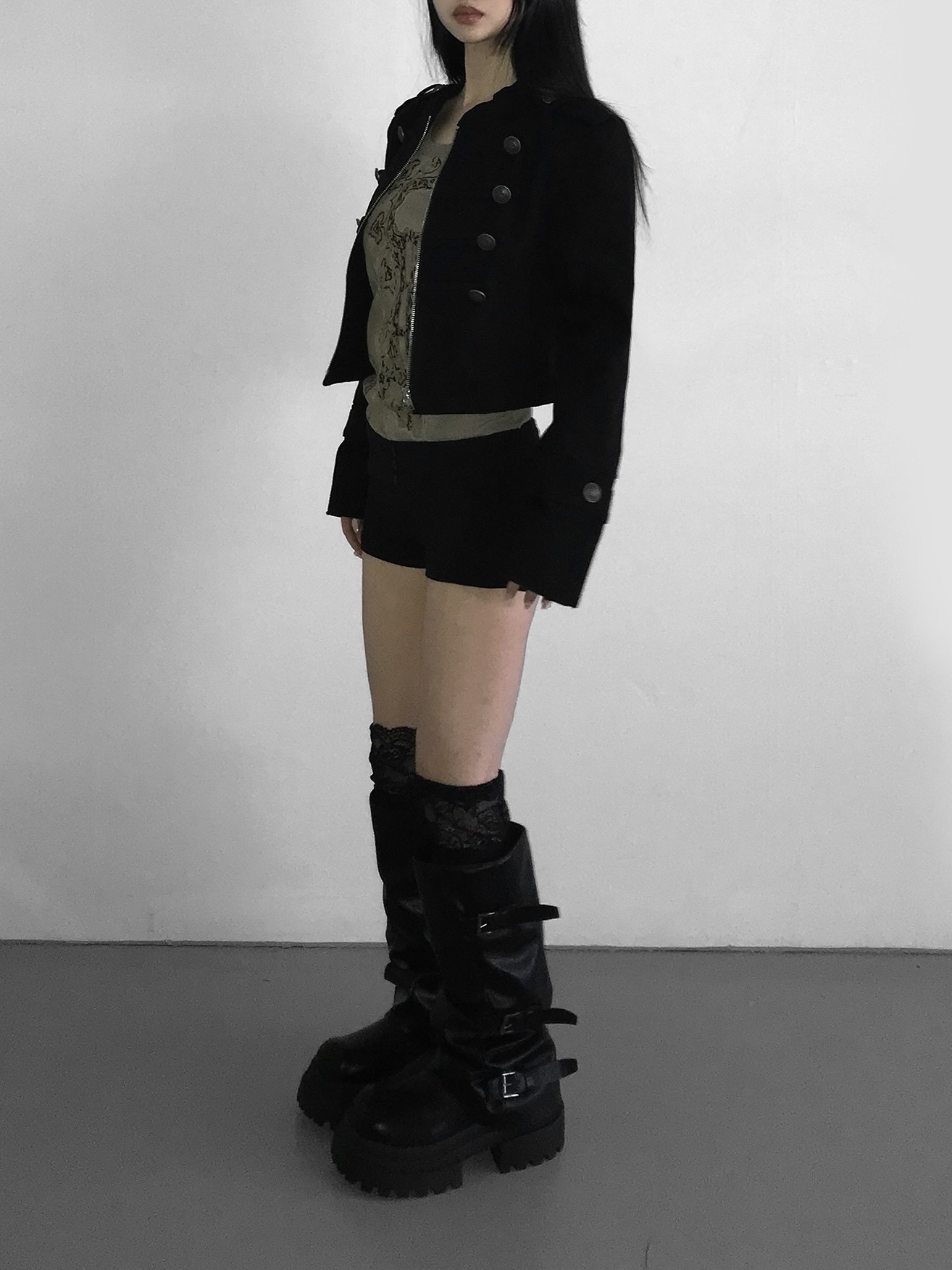 Vintage Zip Front Cropped Jacket