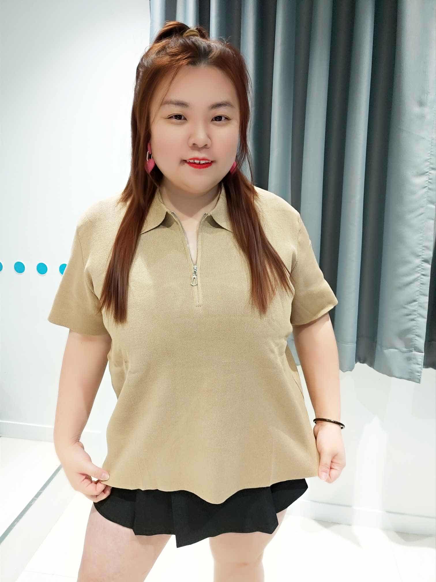 ENC06 YP03 拉链设计有领针织上衣