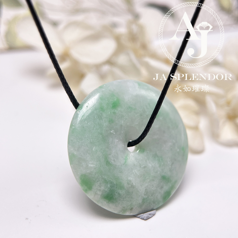 JN-3144 天然翡翠A玉 白底青大平安扣