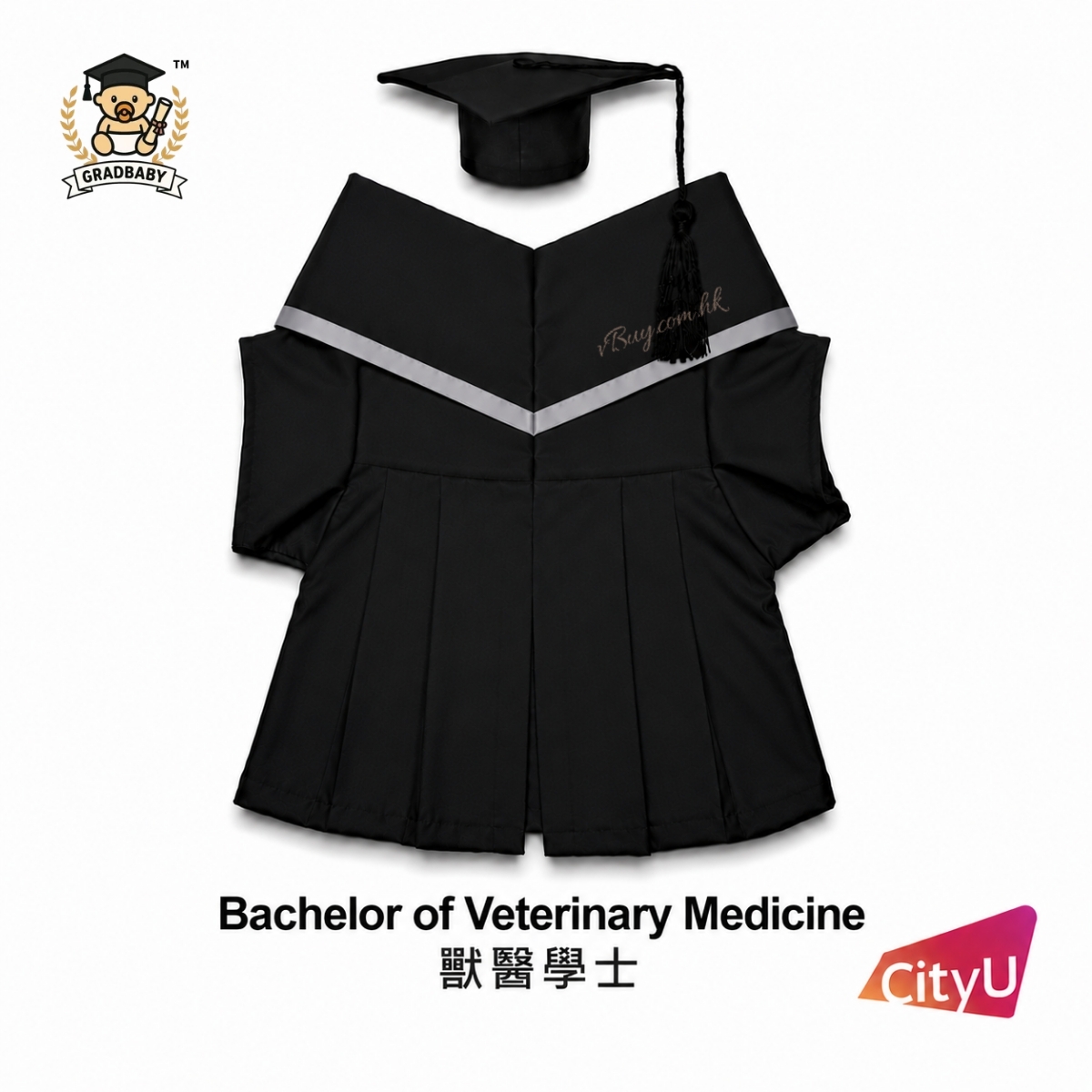 城大CityU公仔畢業袍-獸醫學士 可綉名/校名/年份/校章 公仔畢業袍 Gradbaby