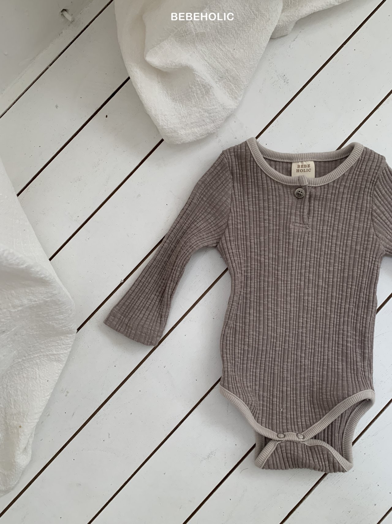 🌸預訂 韓國直送🌸🇰🇷BEBEHOLIC三色簡約羅紋長袖包屁衣