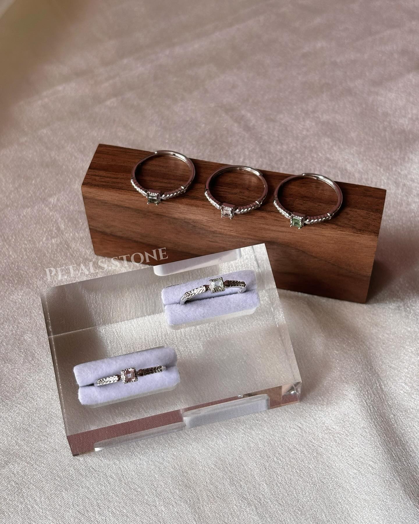 ❀Tourmaline silver Square Rings💍 