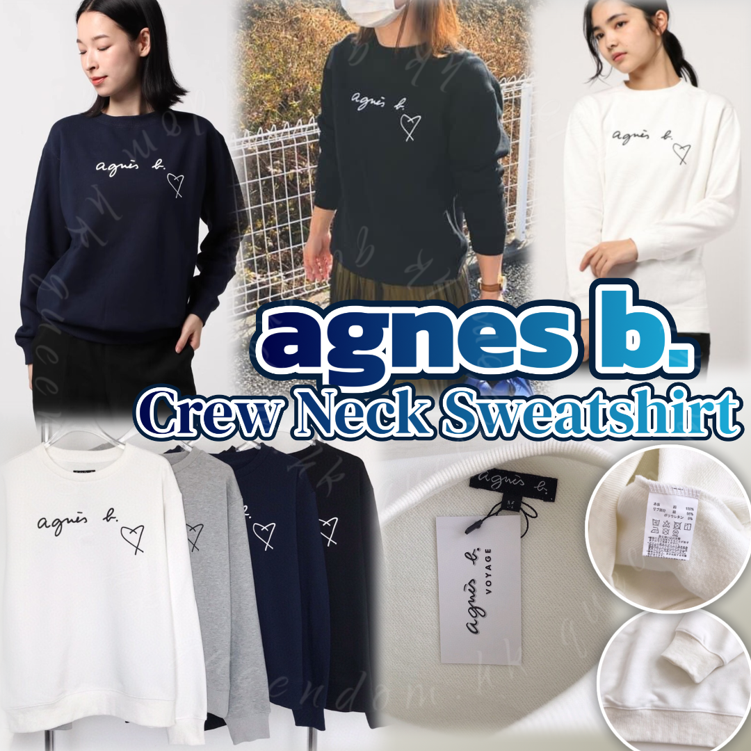 agnes b. Crew Neck Sweatshirt 前印花純色圓領衛衣