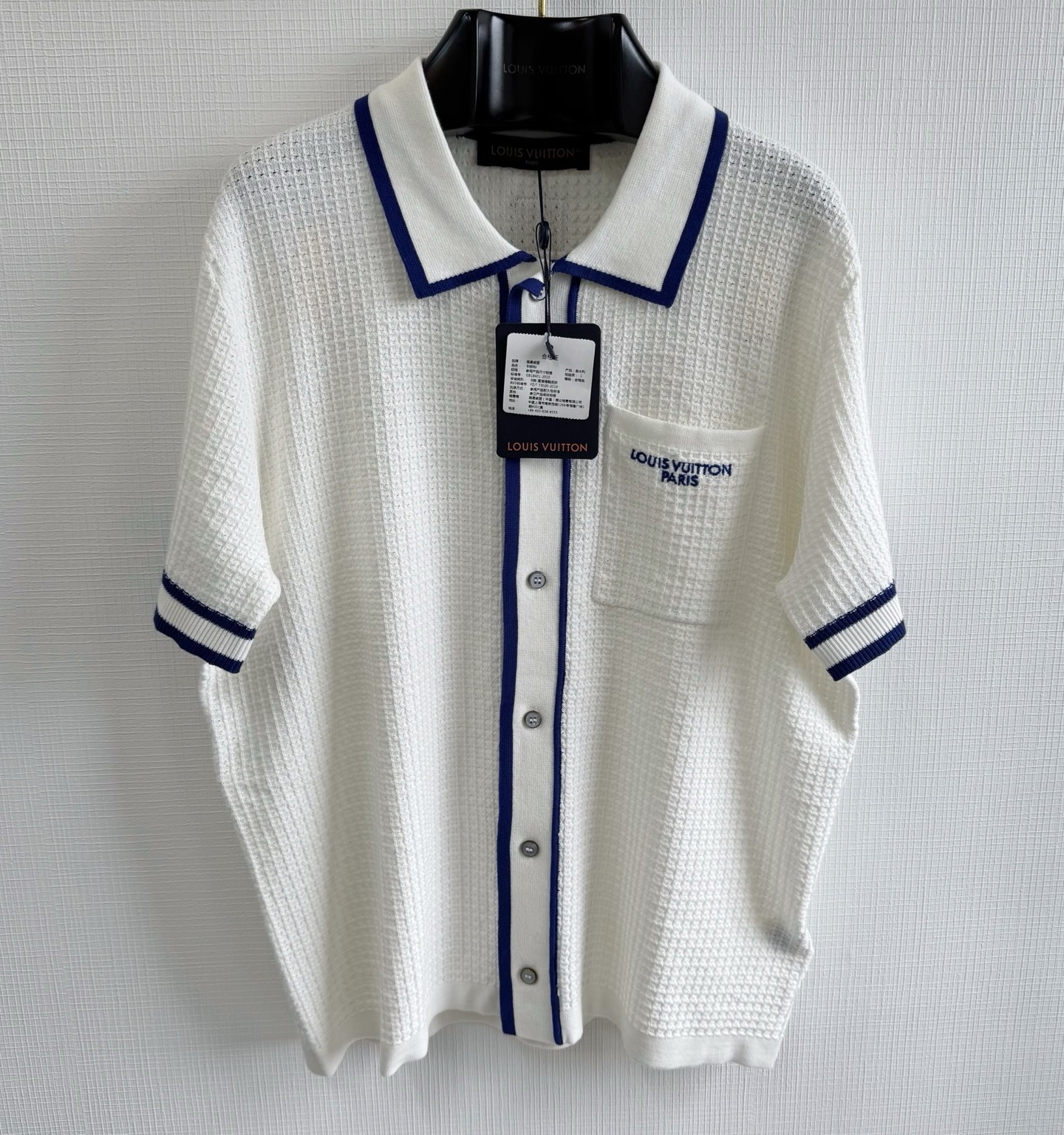 0525 L**V Waffle Signature Short-Sleeved Shirt 蜂巢紋翻領短袖襯衫⭕原單⭕