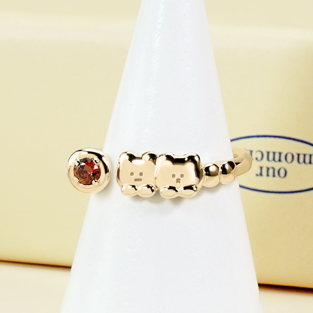 📦訂購 台灣限定 STORY 故事銀飾 布朗尼經典系列 麵包熊&巧克熊晶鑽純銀戒指