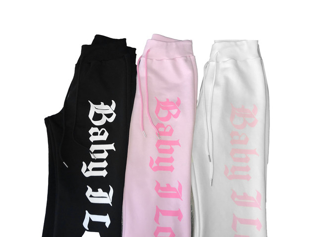 Cotton Gothic Print Flare Sweatpants